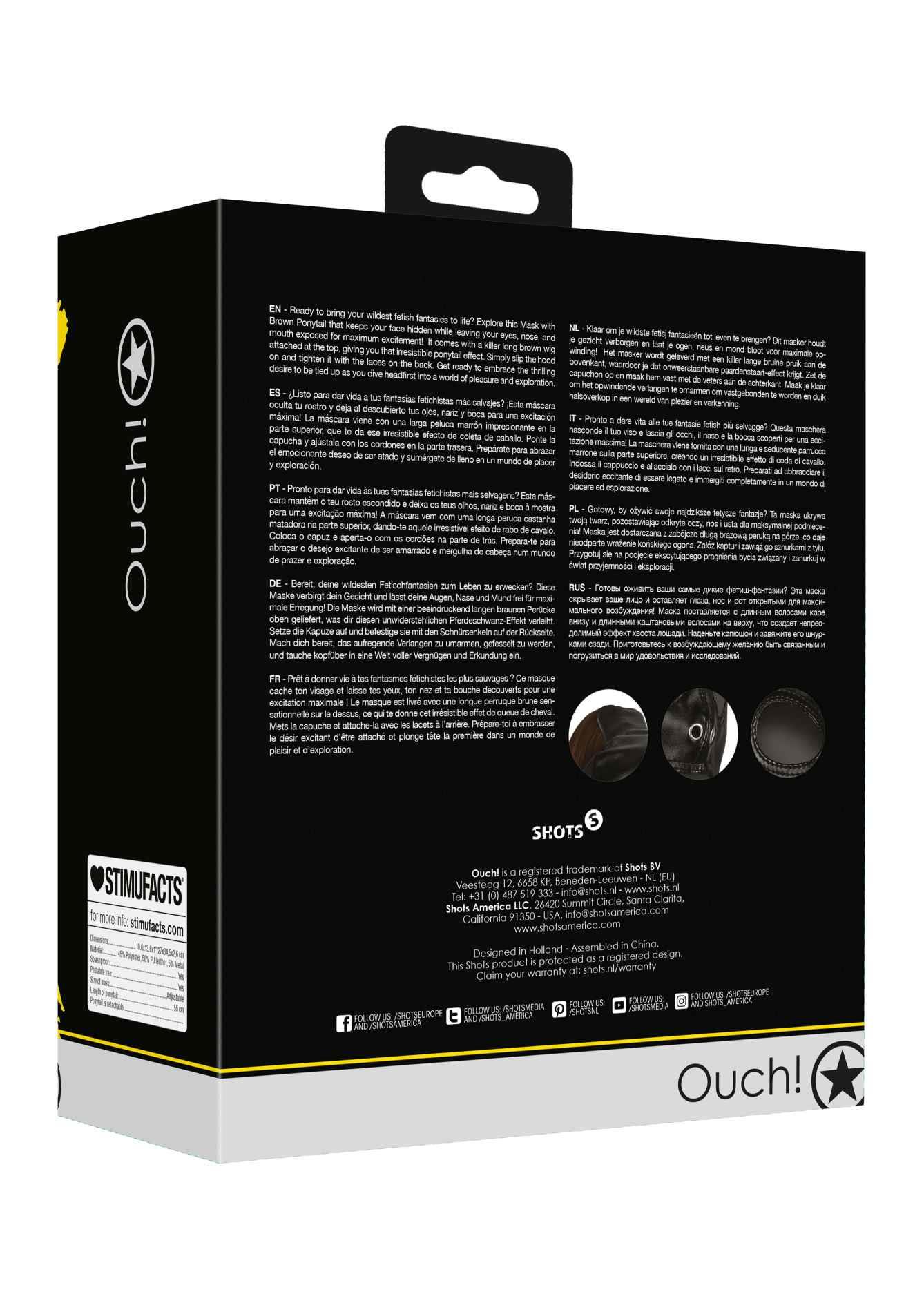 Mask With Brown Ponytail - Black