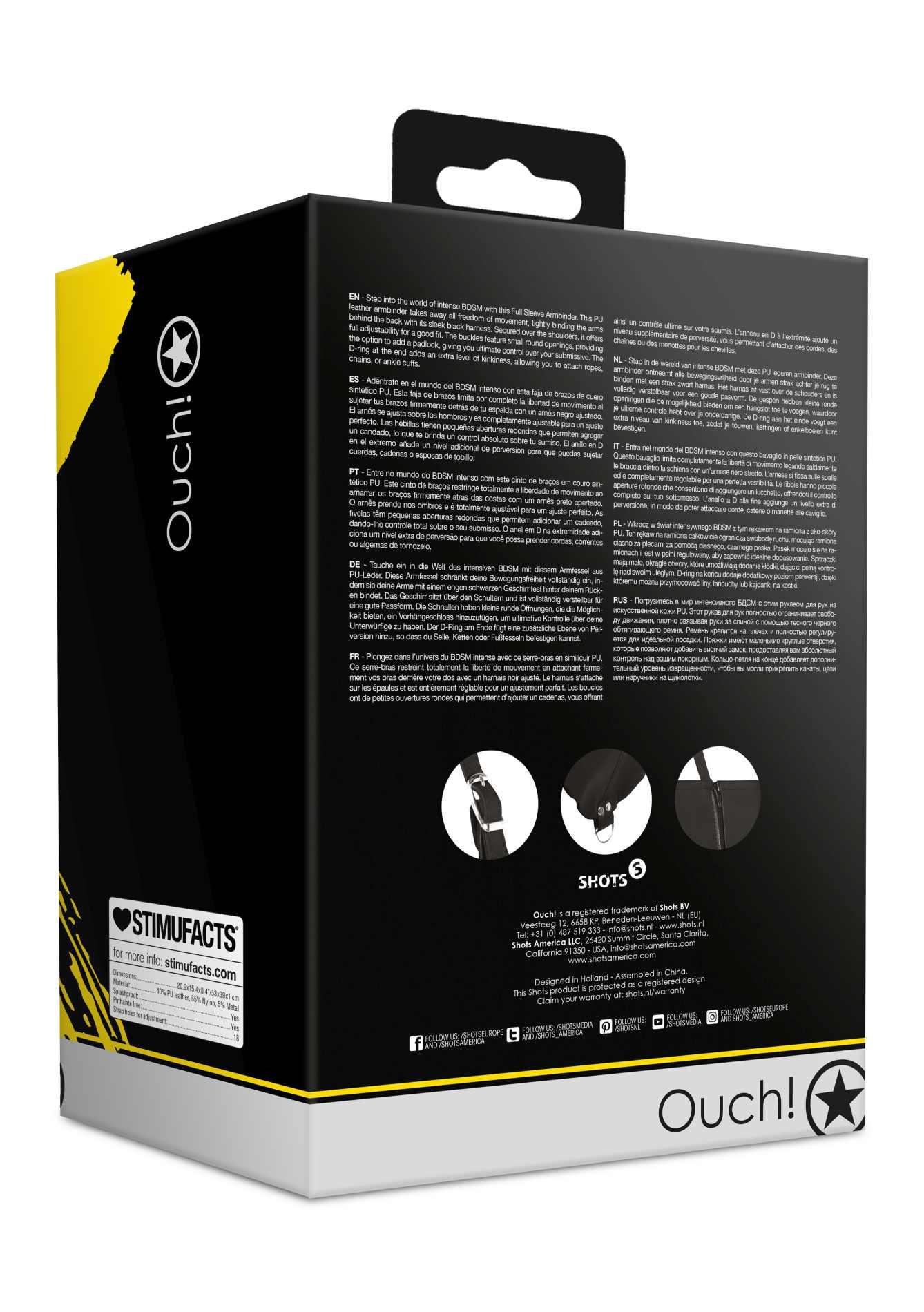 Zip-Up Full Sleeve Arm Restraint - Black