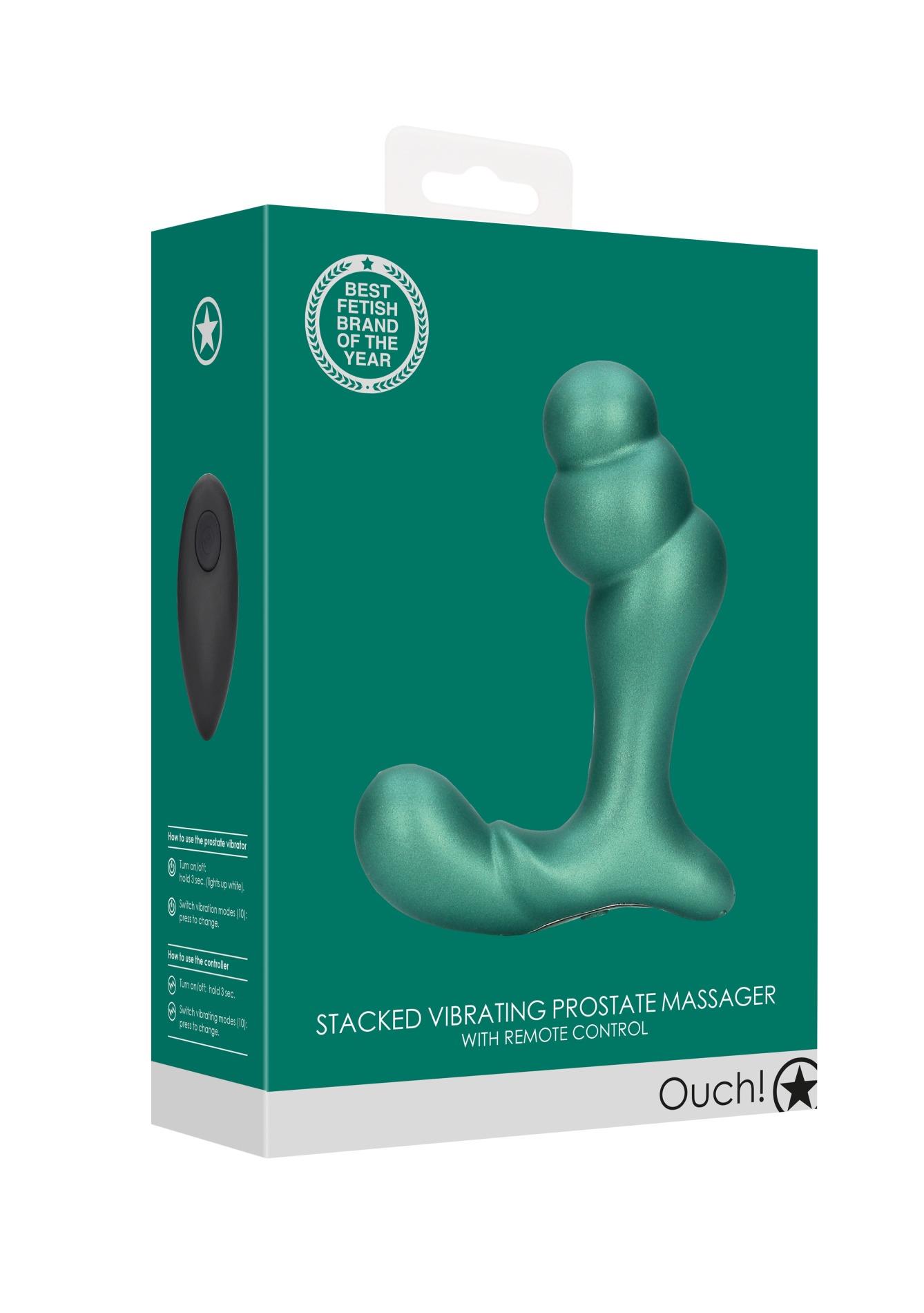 Stacked Vibrating Prostate Massager With Remote Control - Metallic Green