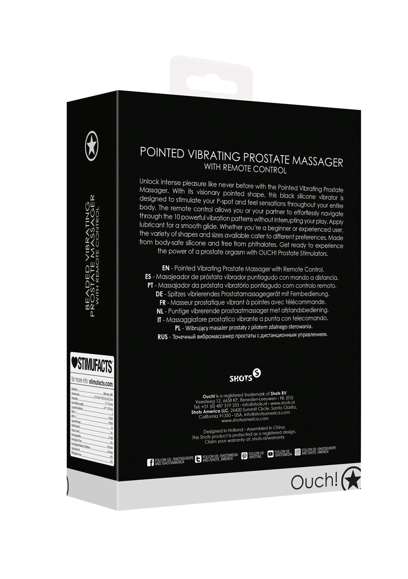 Pointed Vibrating Prostate Massager With Remote Control - Black