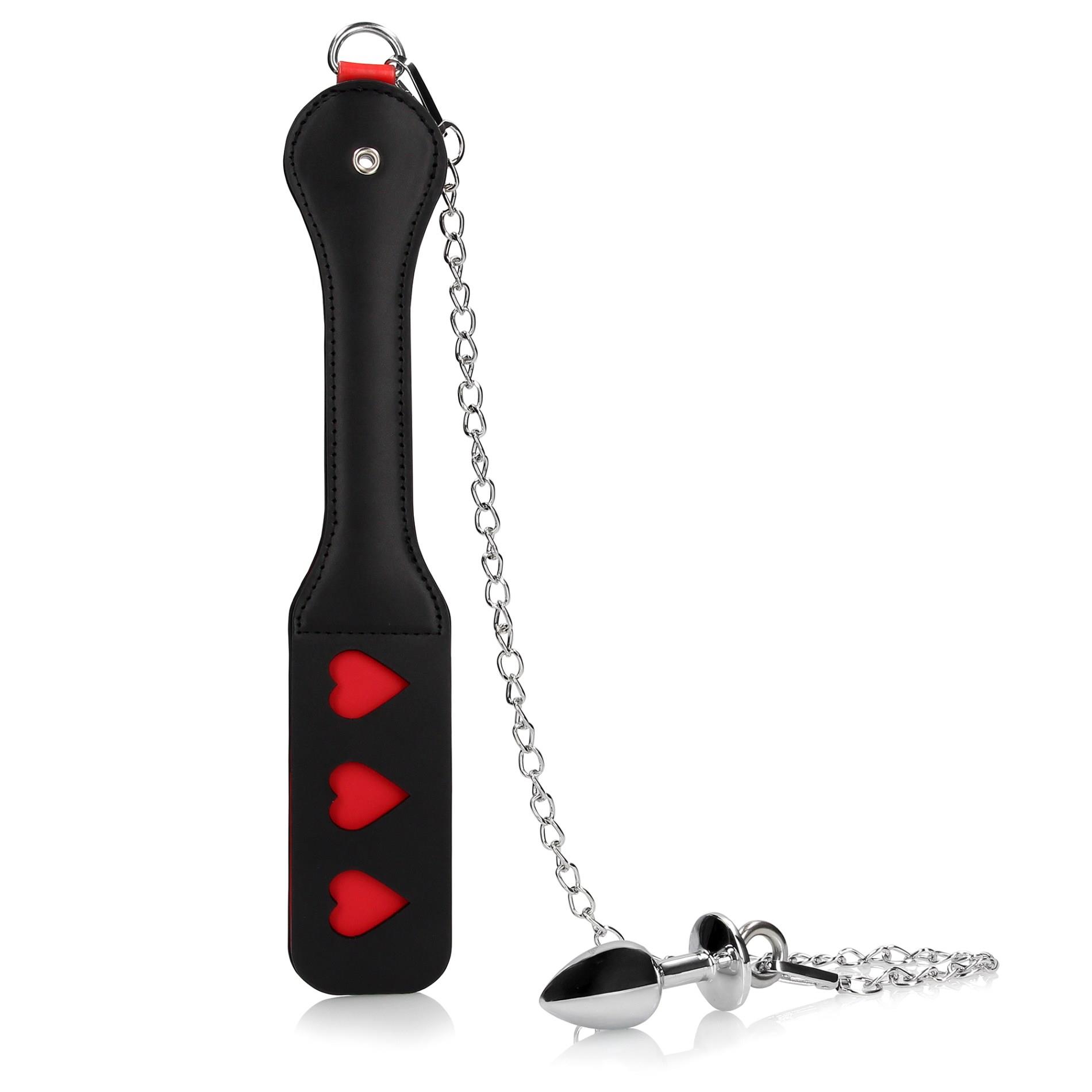 Hearts Paddle With Metal Anal Plug