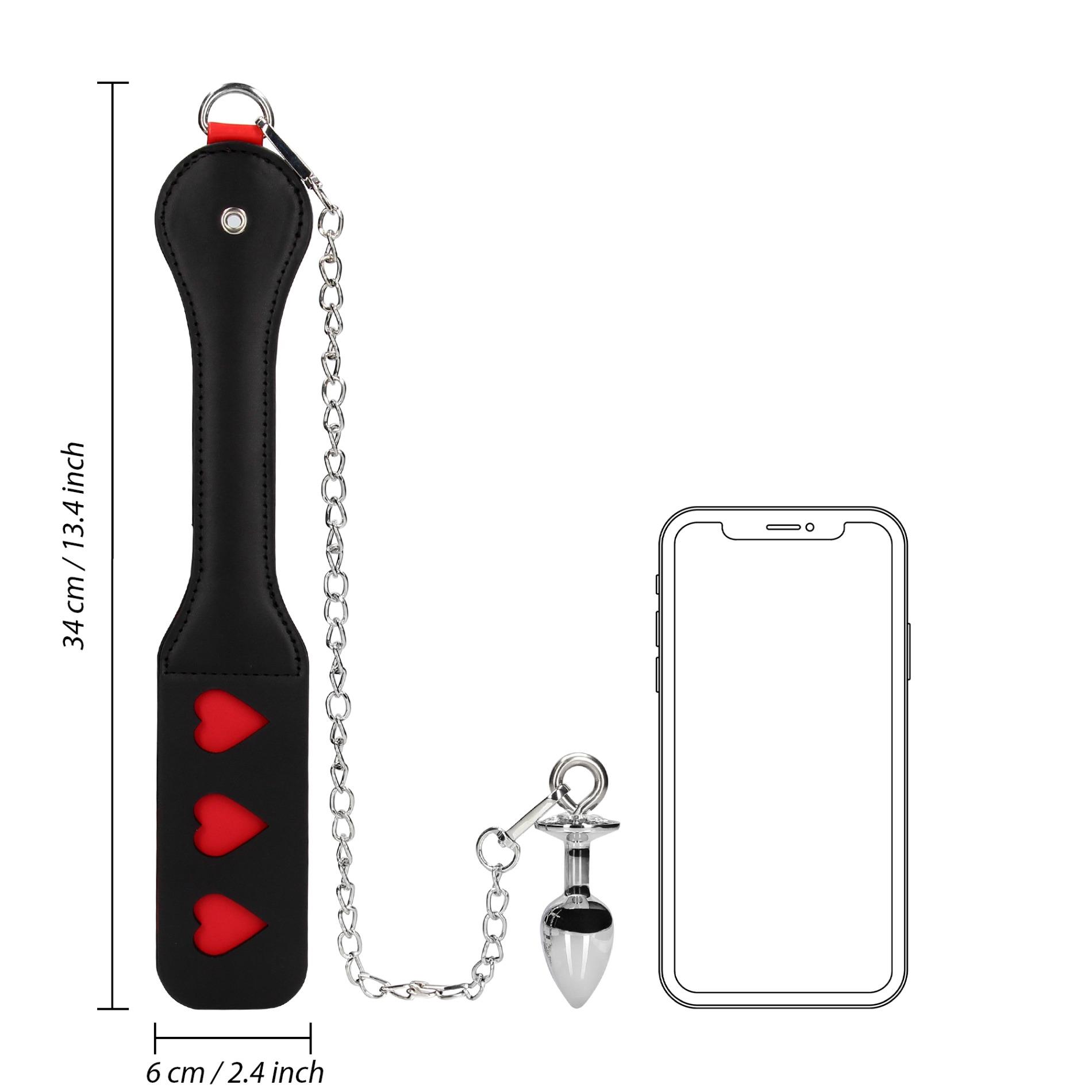Hearts Paddle With Metal Anal Plug