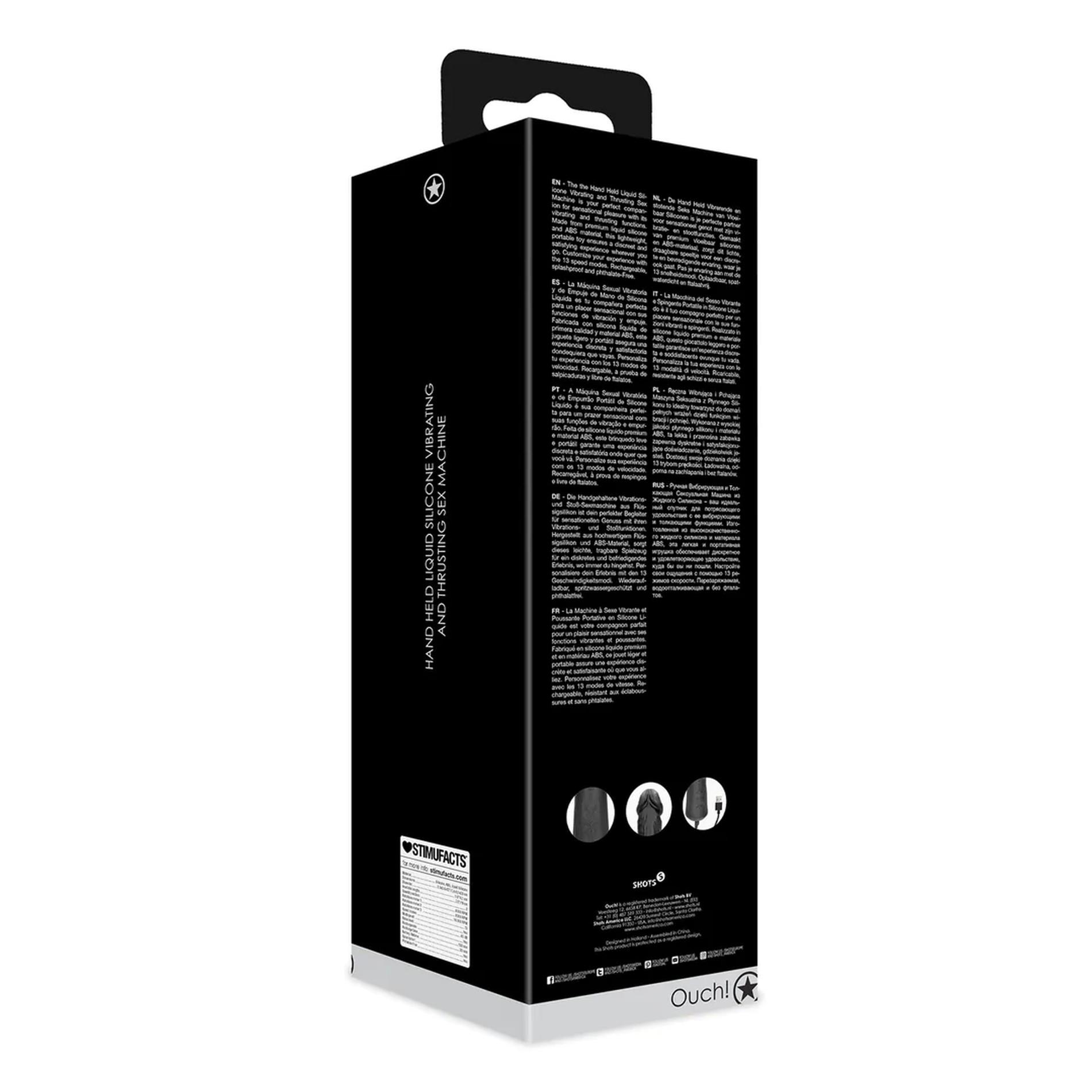 Hand Held Liquid Silicone Vibrating And Thrusting Sex Machine - Black