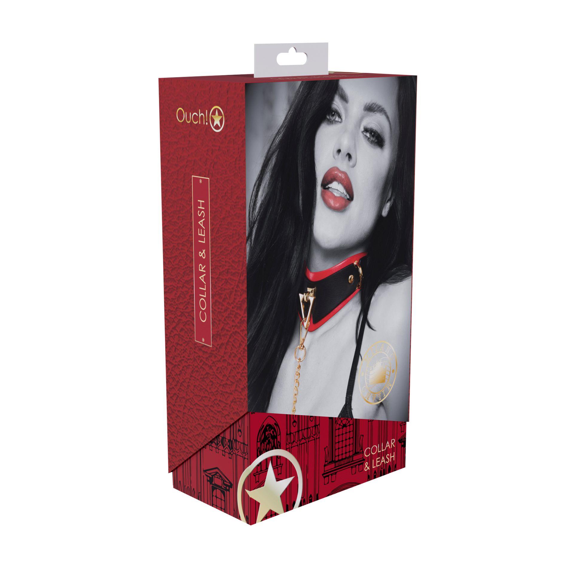 Milan Collection - Collar With Leash - Black/Red