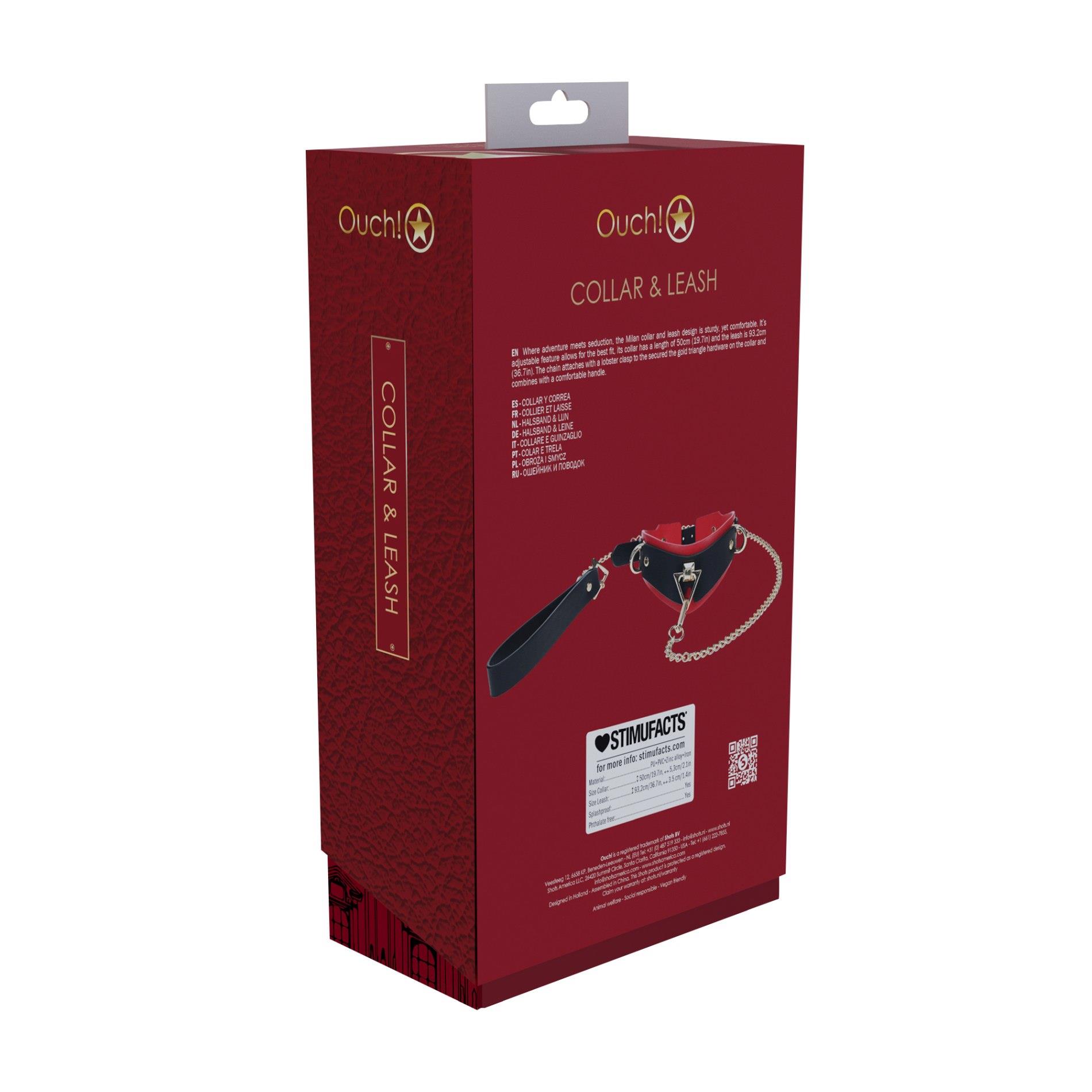 Milan Collection - Collar With Leash - Black/Red