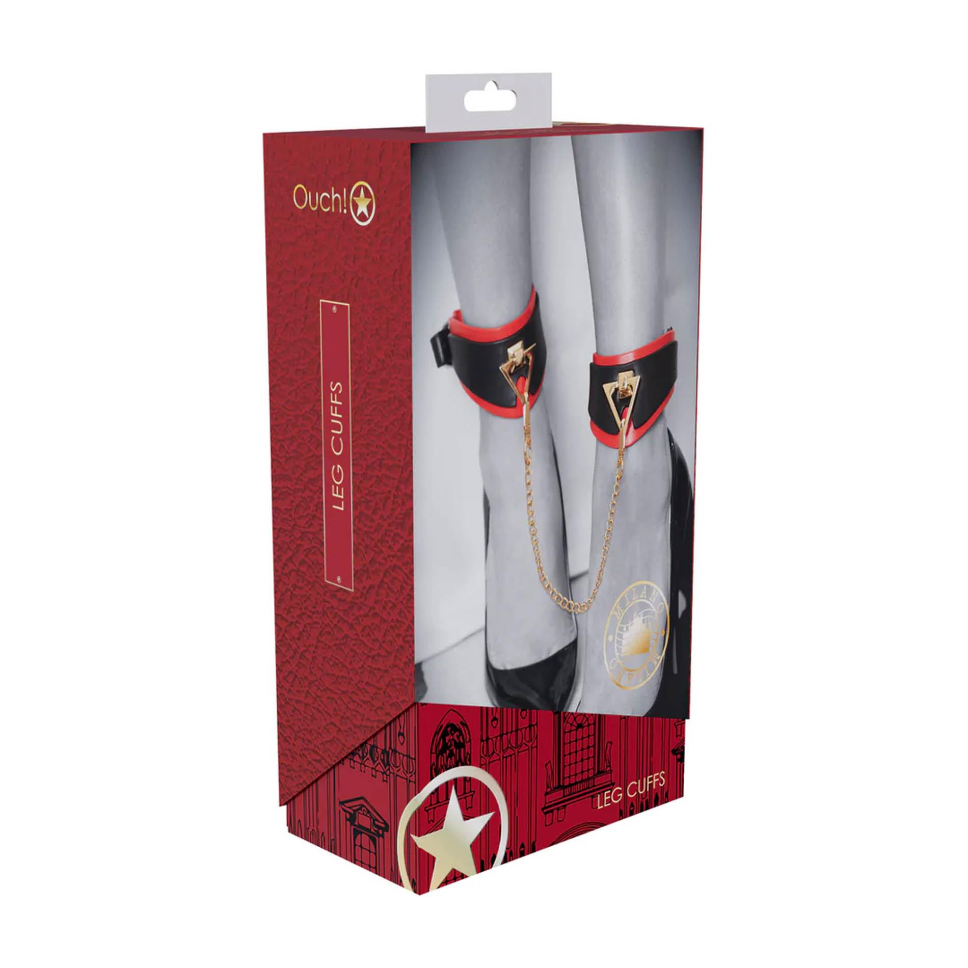 Milan Collection - Leg Cuffs - Black/Red