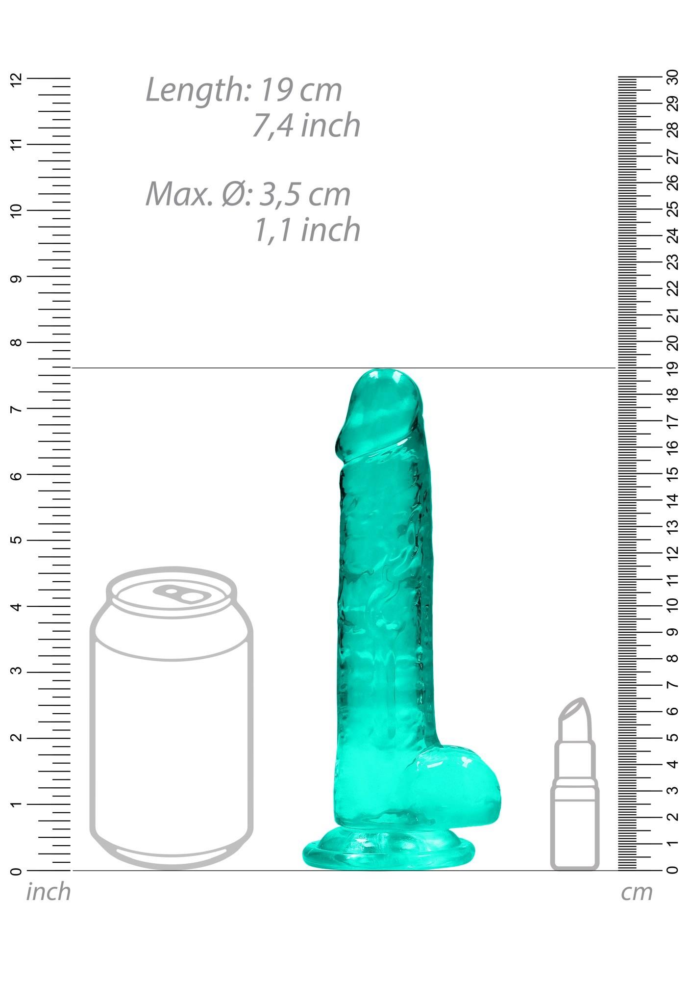 7"""" / 19 Cm Realistic Dildo With Balls - Turquoise