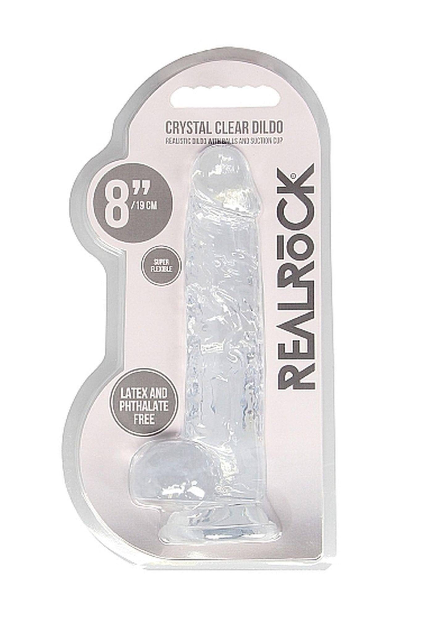 8"" / 20 Cm Realistic Dildo With Balls - Transparent