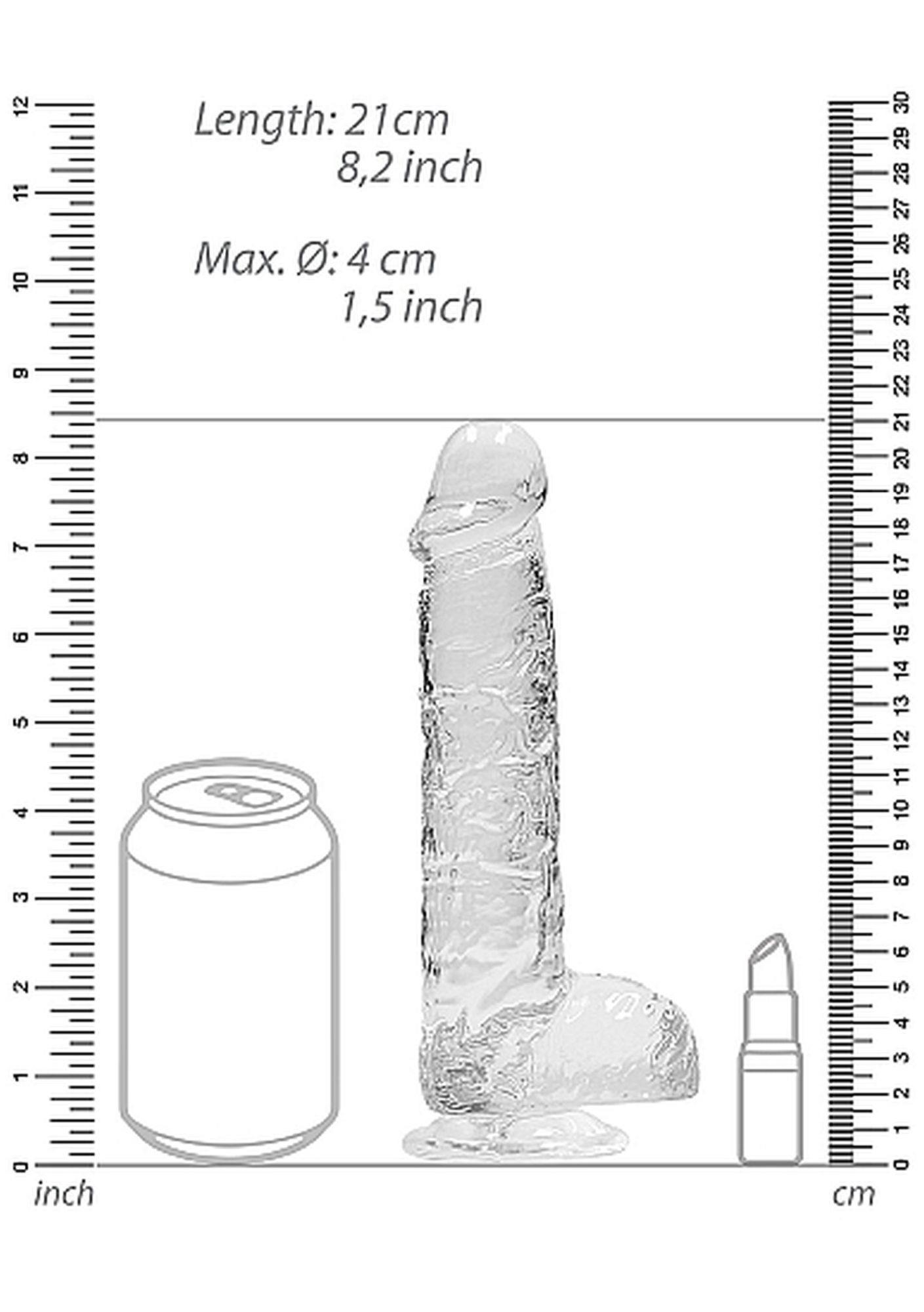 8"" / 20 Cm Realistic Dildo With Balls - Transparent