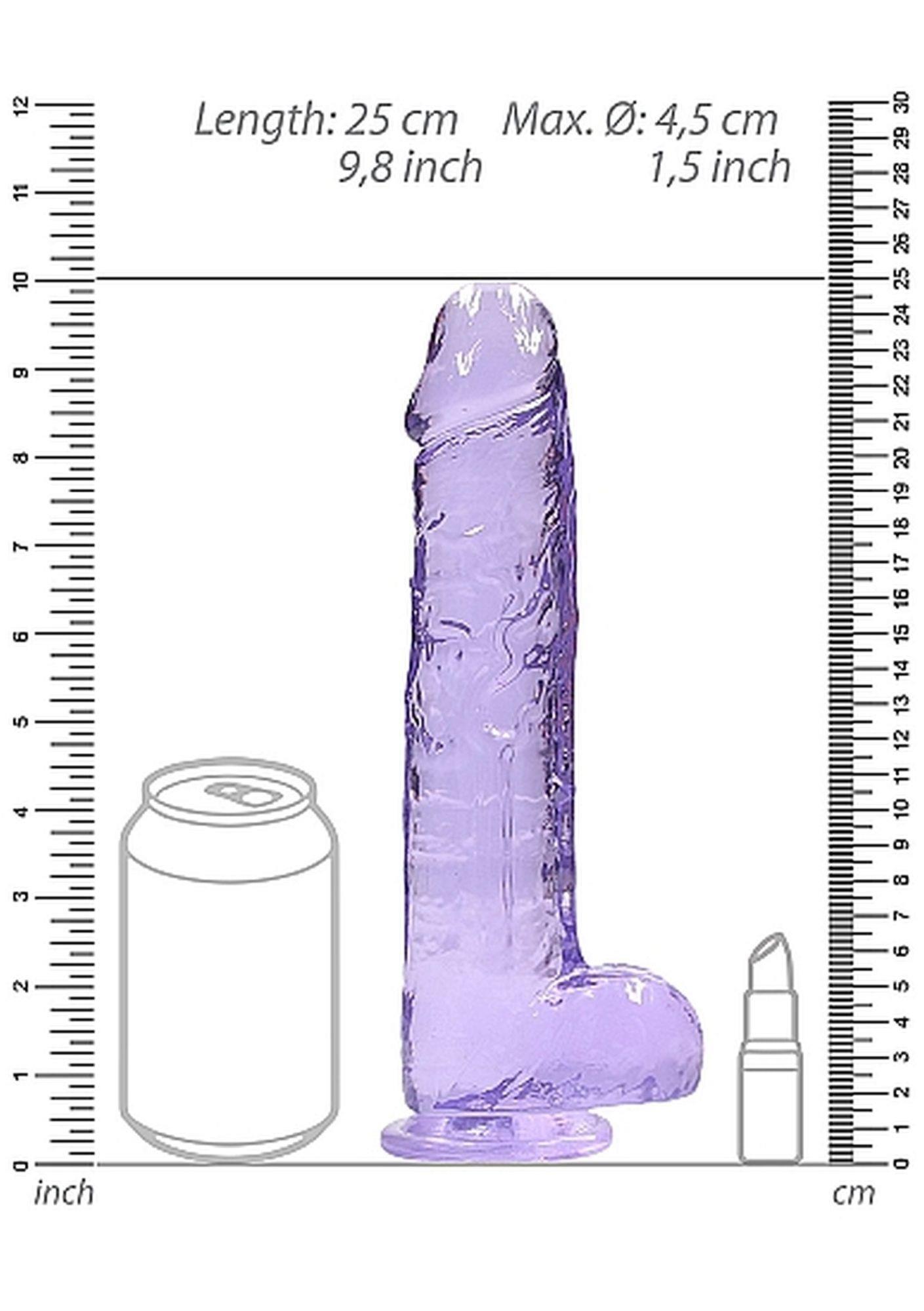 9"" / 23 Cm Realistic Dildo With Balls - Purple
