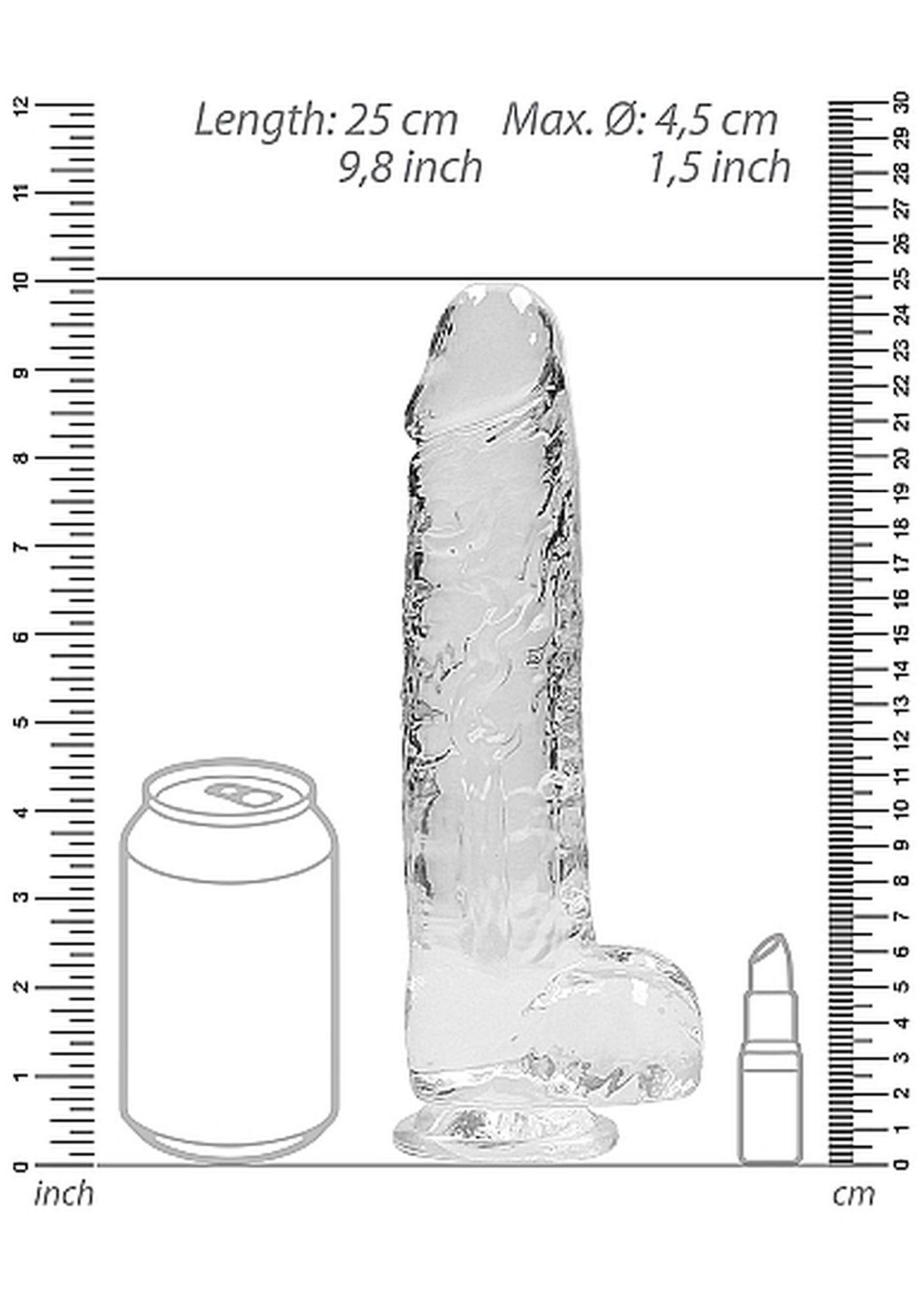 9"" / 23 Cm Realistic Dildo With Balls - Transparent
