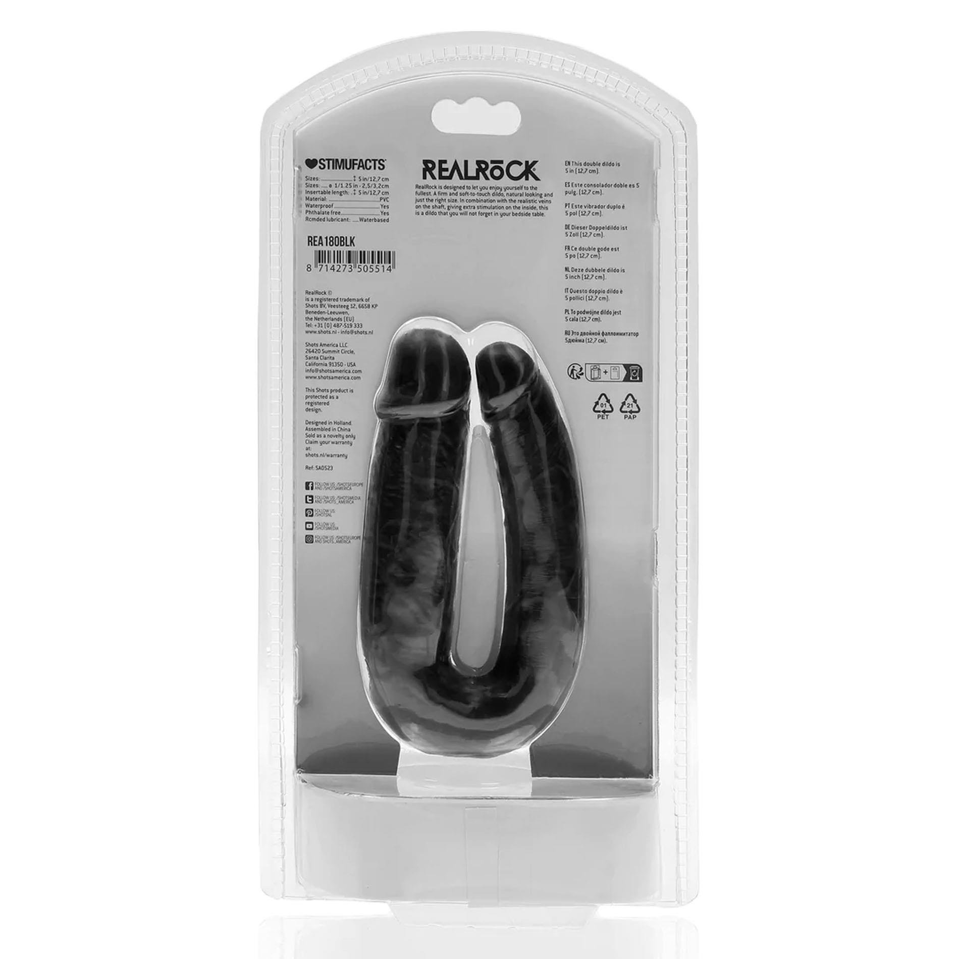 U Shaped Double Dildo 12,7 Cm - Black