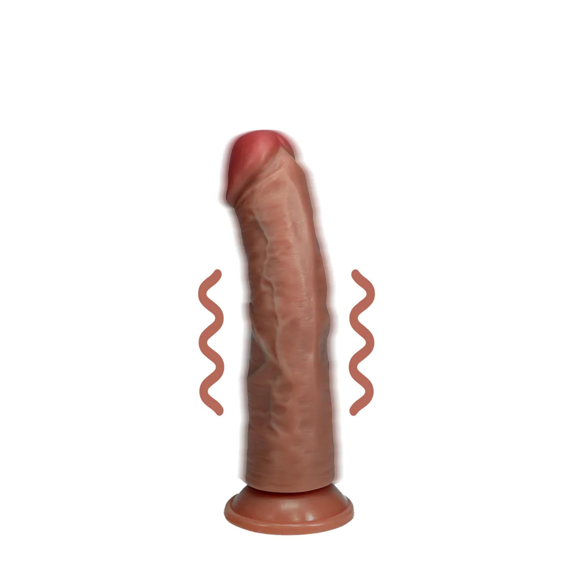 Vibrating Regular Curved Cock - 15,5 Cm - Tan