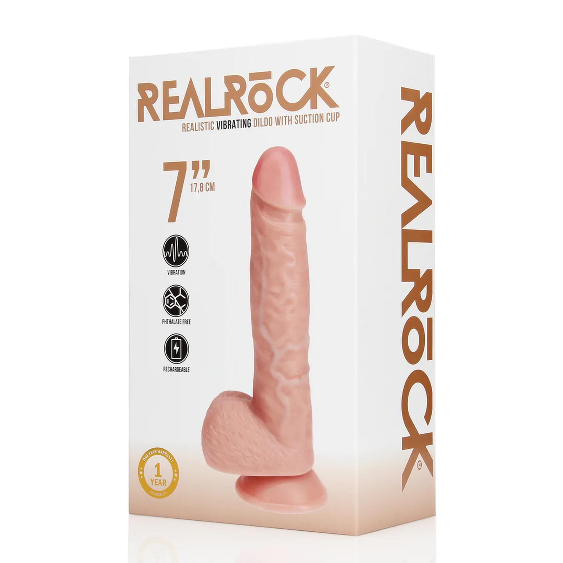 Vibrating Regular Straight Cock With Balls - 7" / 18 Cm - Flesh