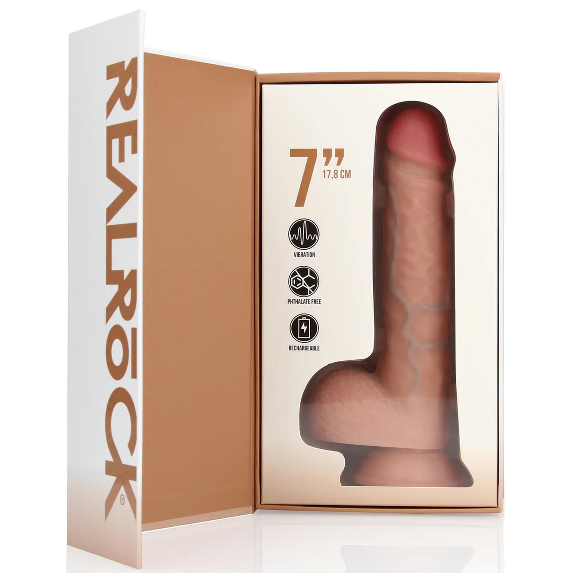Vibrating Regular Straight Cock With Balls - 7" / 18 Cm - Flesh