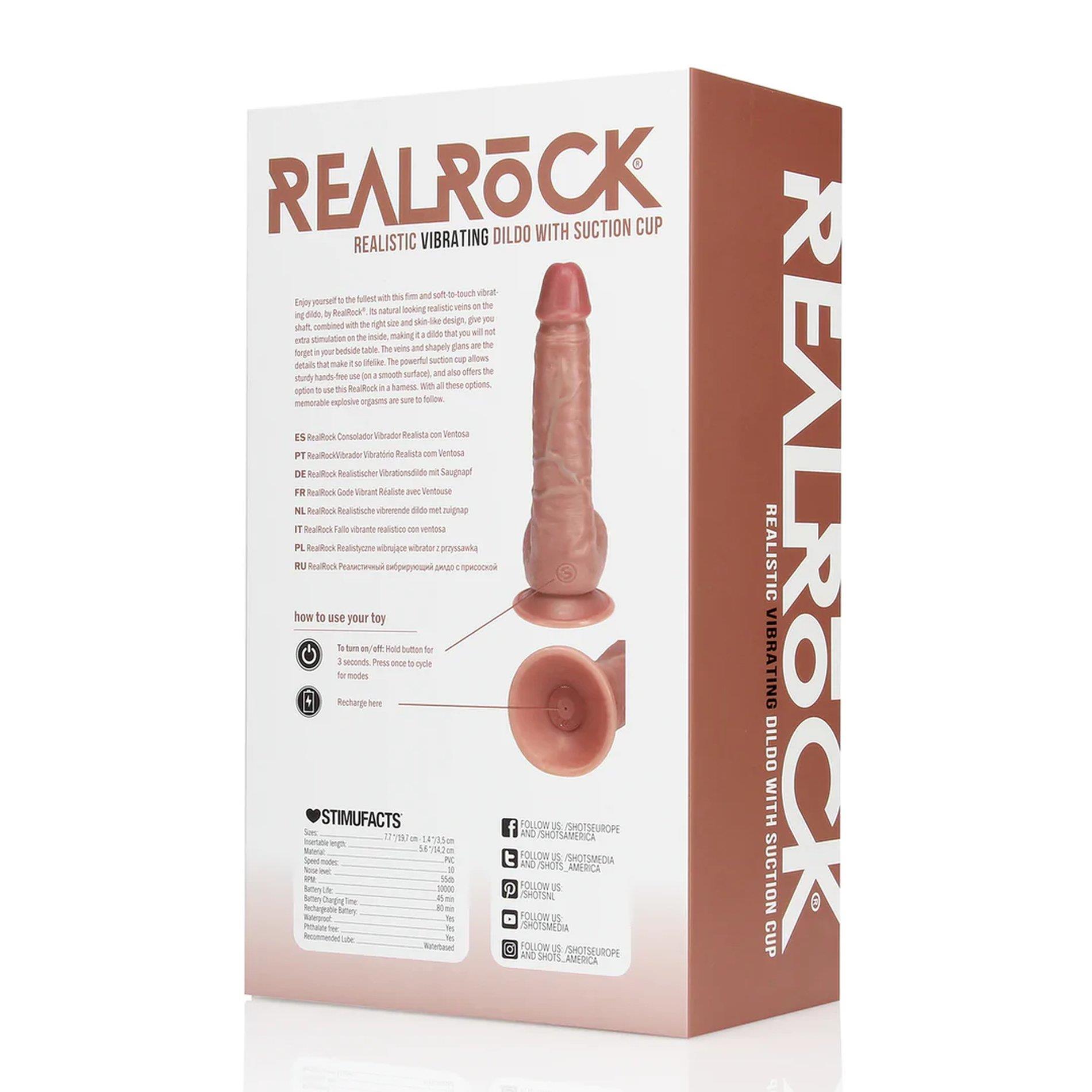 Vibrating Regular Straight Cock With Balls - 7" / 18 Cm - Tan