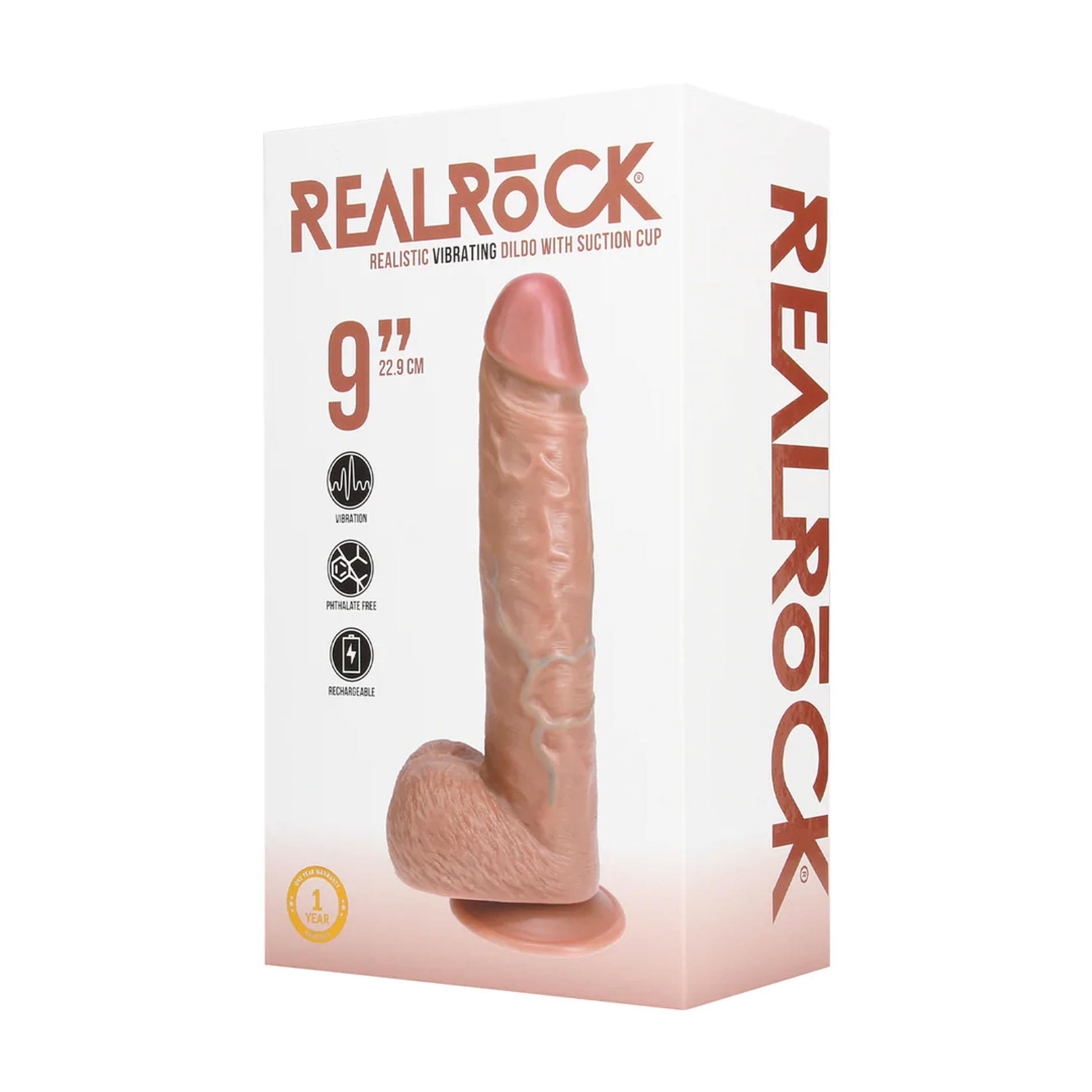 Vibrating Regular Straight Cock With Balls - 23 Cm - Tan