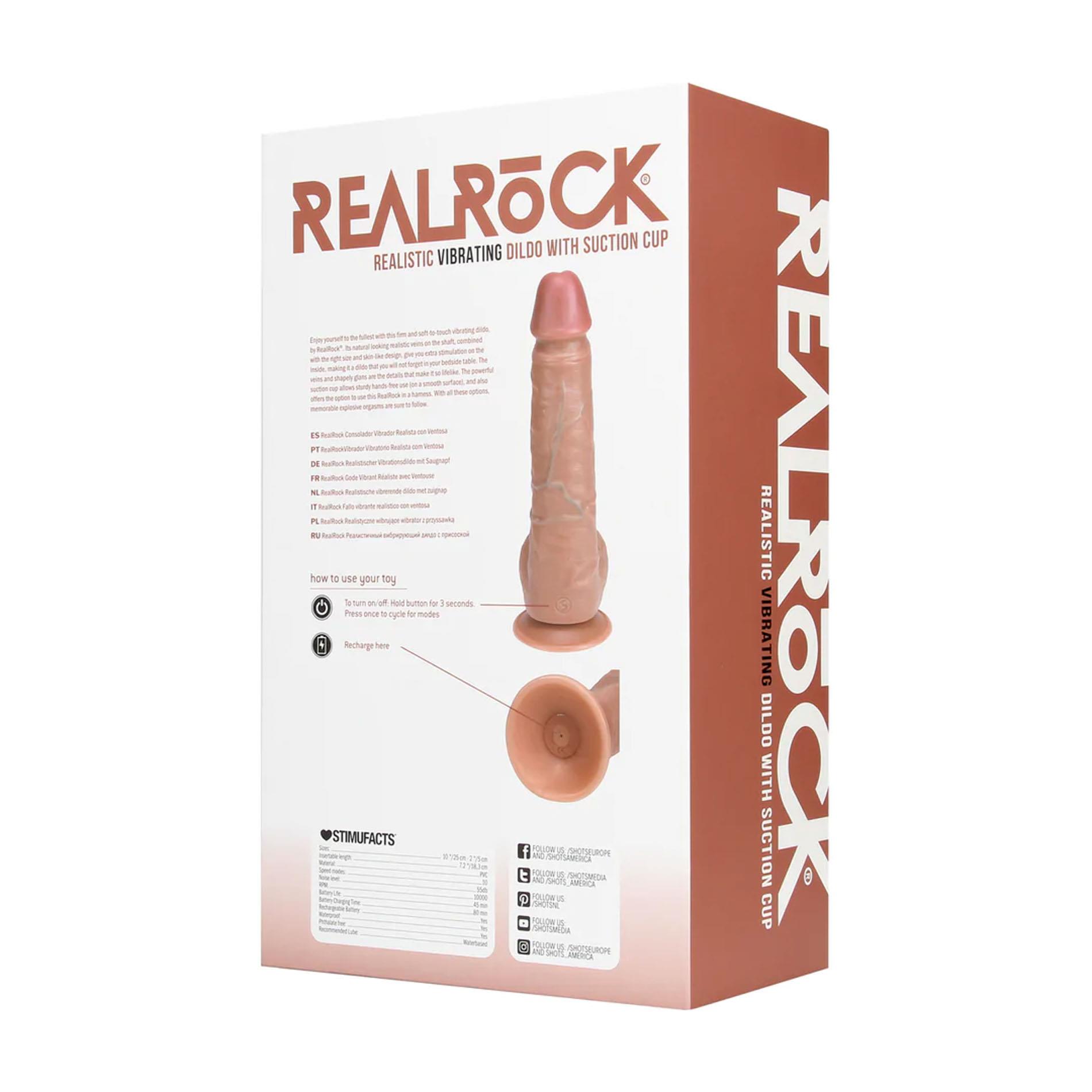 Vibrating Regular Straight Cock With Balls - 23 Cm - Tan