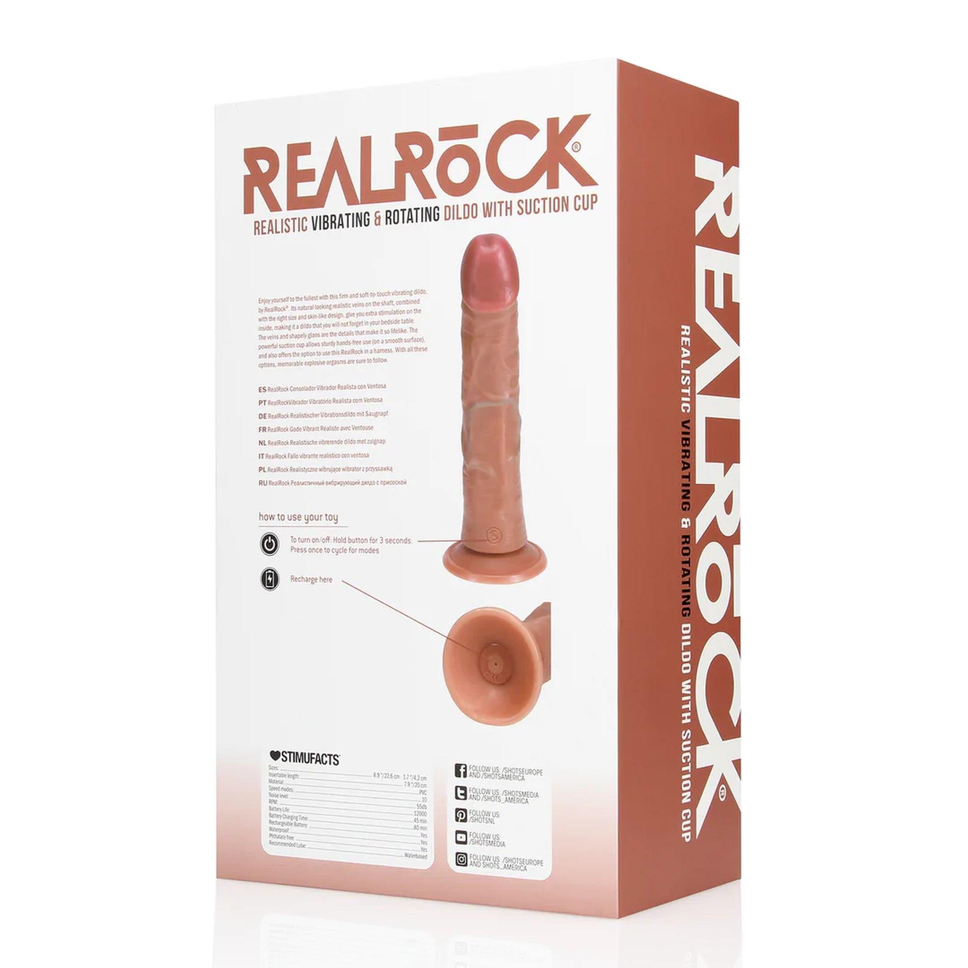 Vibrating And Rotating Regular Curved Cock - 8 / 20,5 Cm - Tan