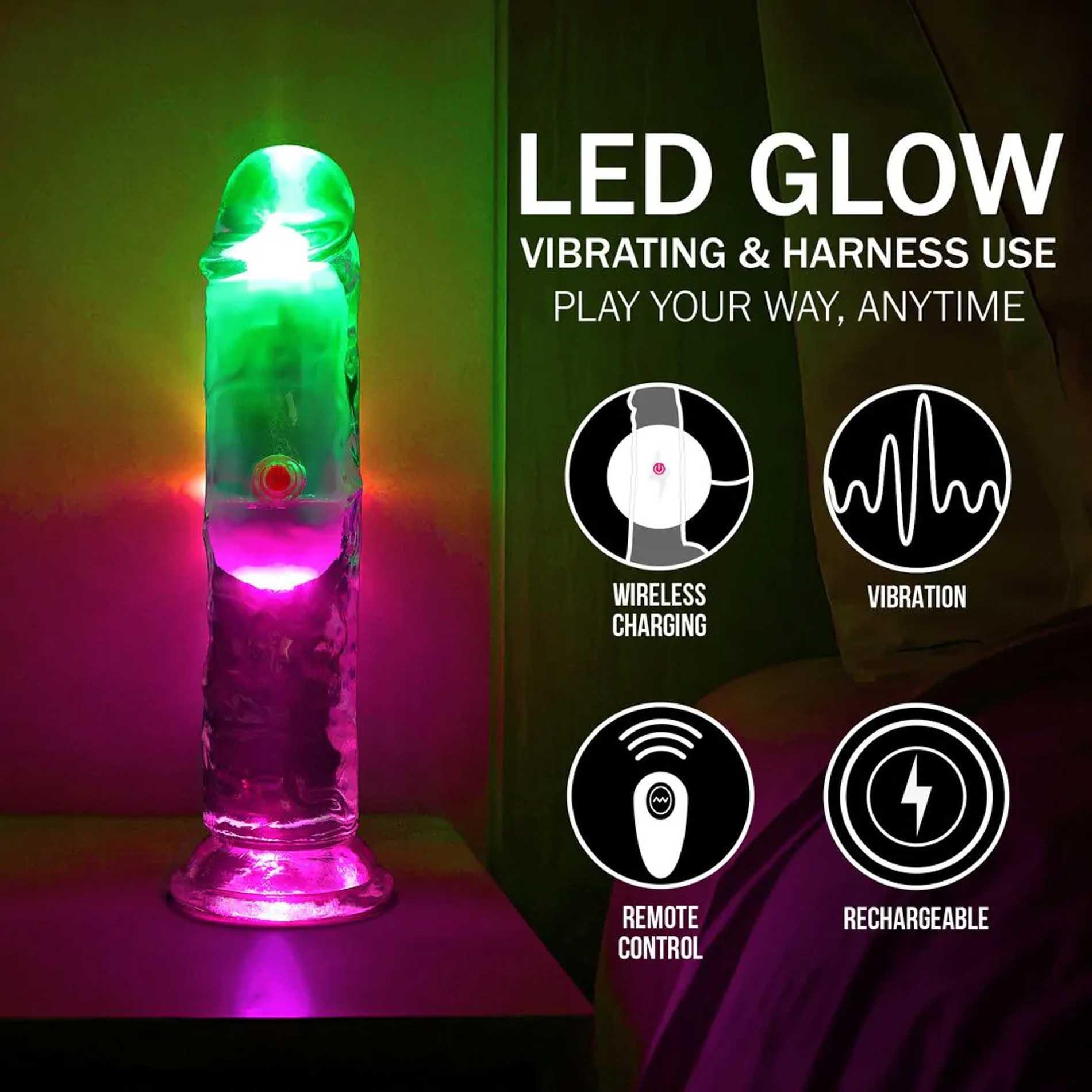 Led Vibrating Straight Cock - 15 Cm - Transparent