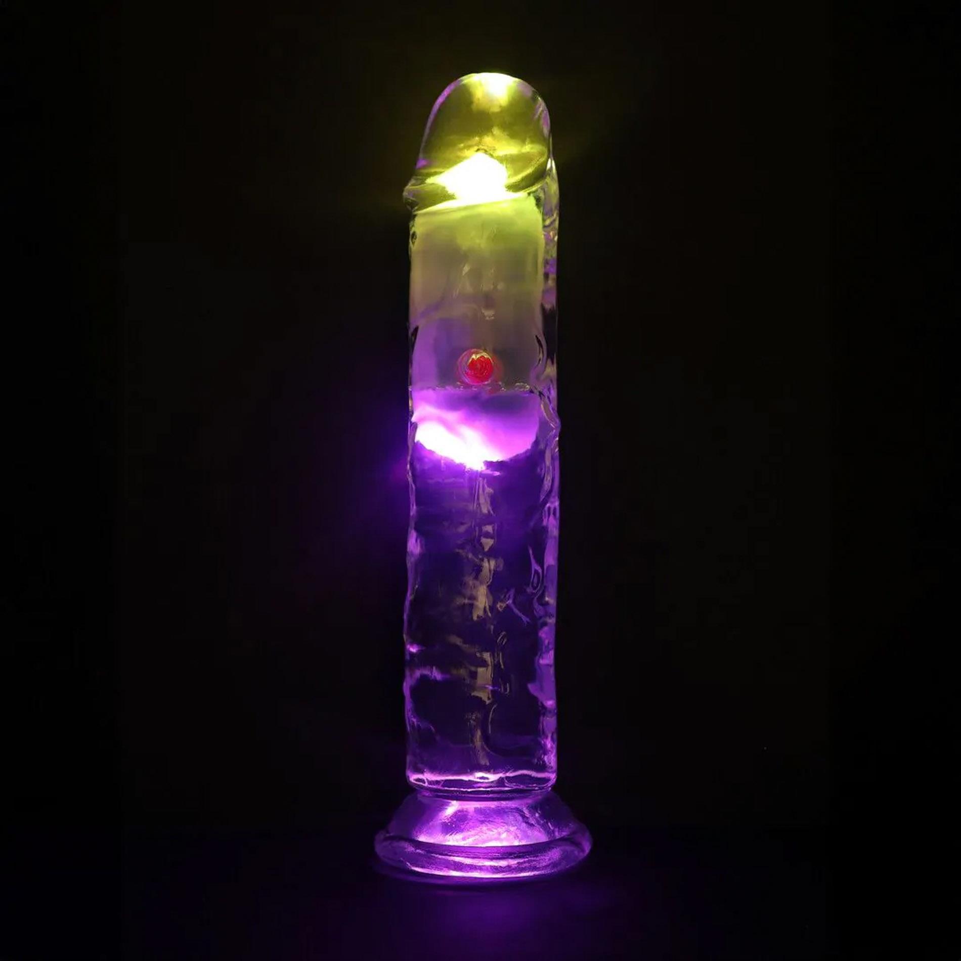 Led Vibrating Straight Cock - 18 Cm - Transparent