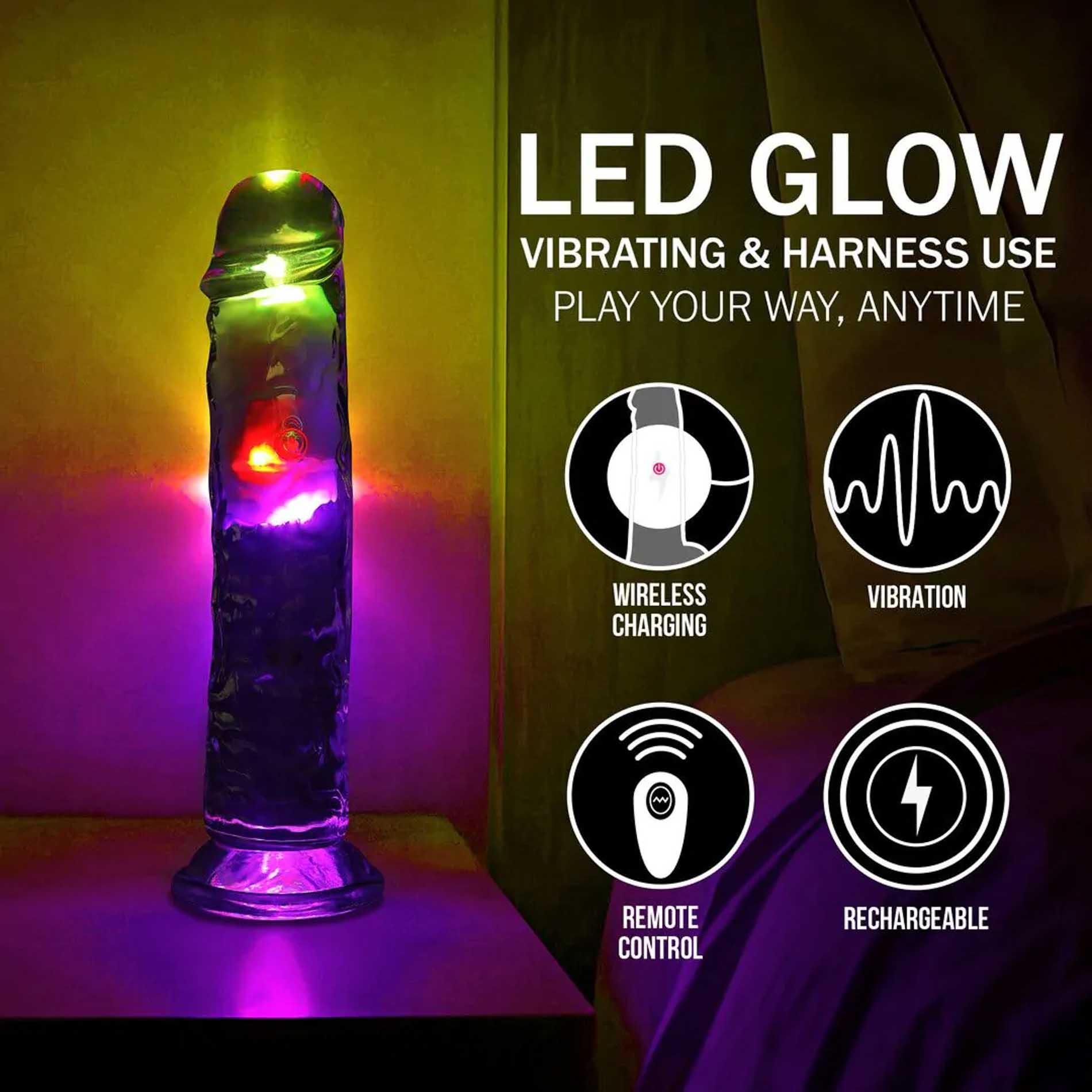 Led Vibrating Straight Cock - 20 Cm - Transparent