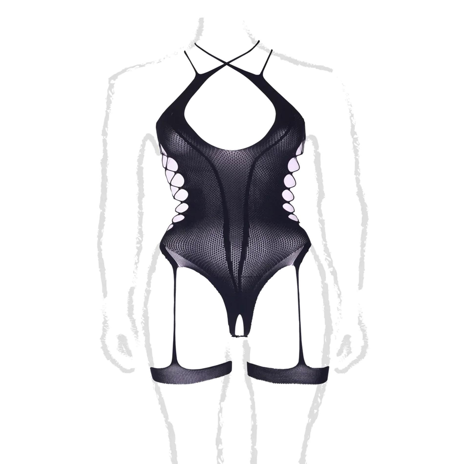 Metis Xvi - Body With Garters And Crossed Neckline - Plus Size