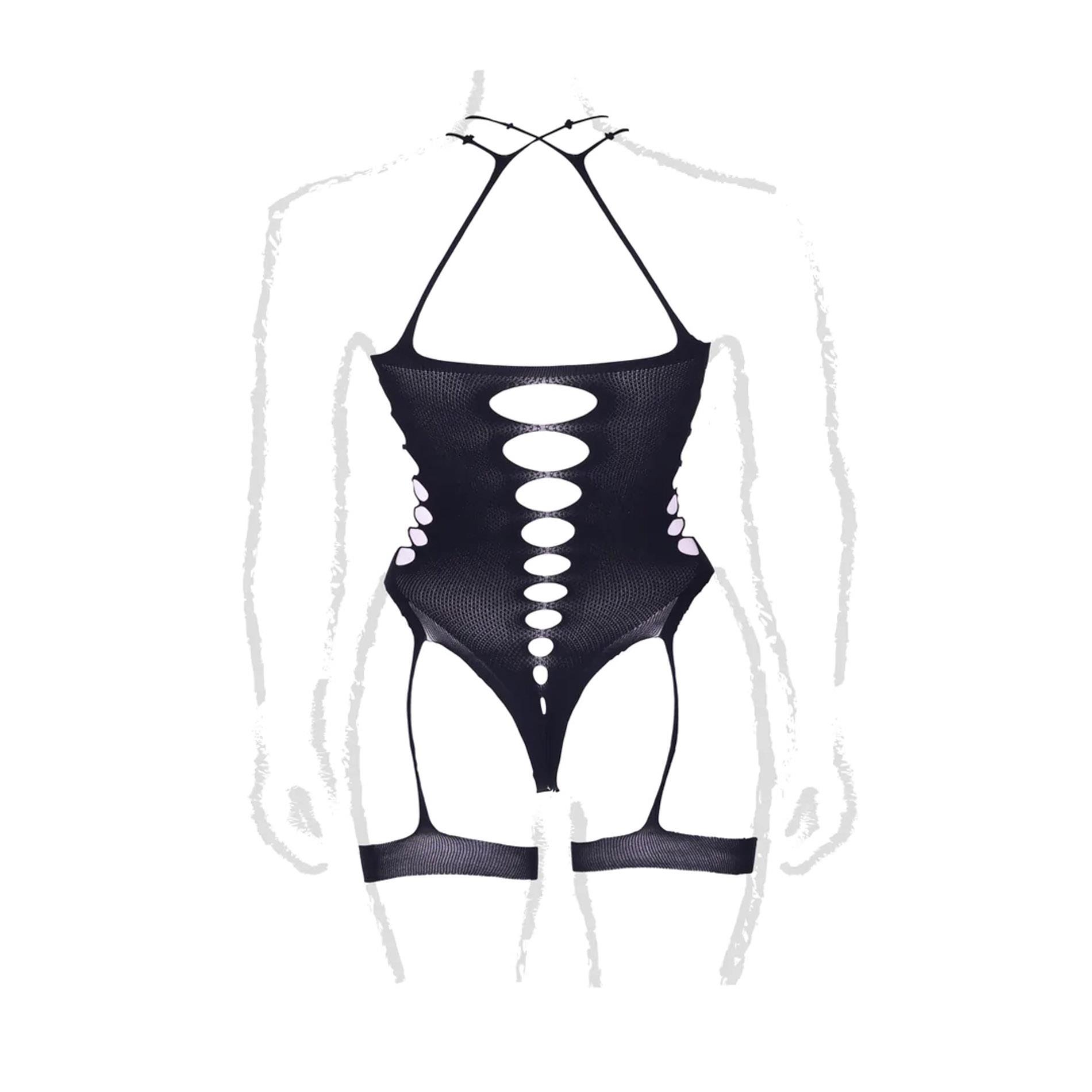 Metis Xvi - Body With Garters And Crossed Neckline - Plus Size