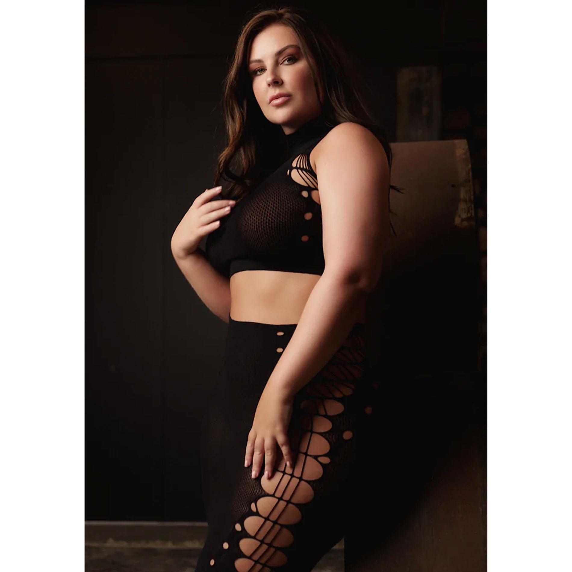 Kala Xxxvii - Two Piece With Turtleneck, Crop Top And Skirt - Plus Size