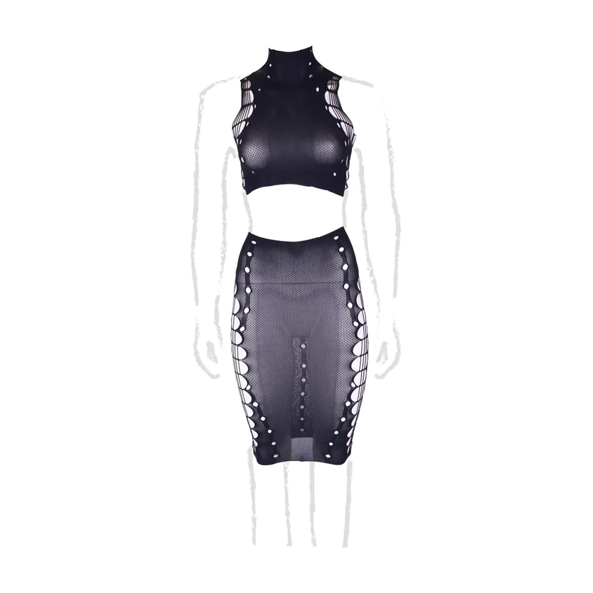 Kala Xxxvii - Two Piece With Turtleneck, Crop Top And Skirt - Plus Size