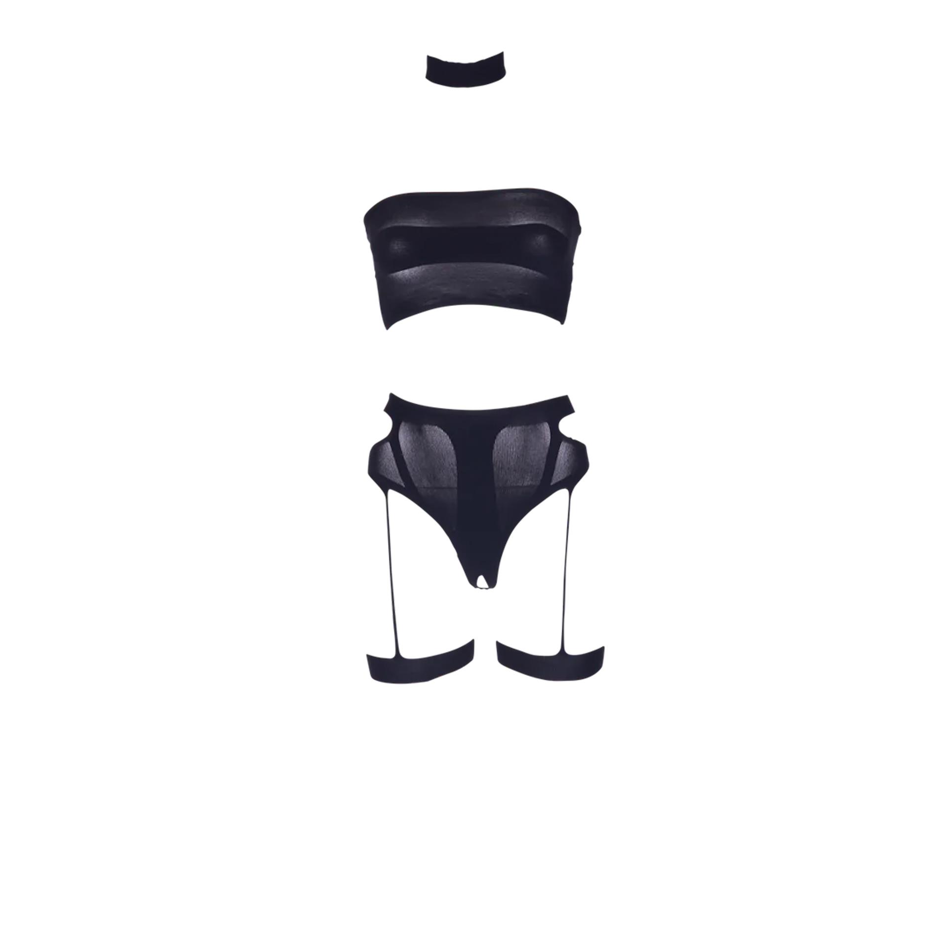 Ananke Xii - Three Piece With Choker, Bandeau Top And Pantie With Garters