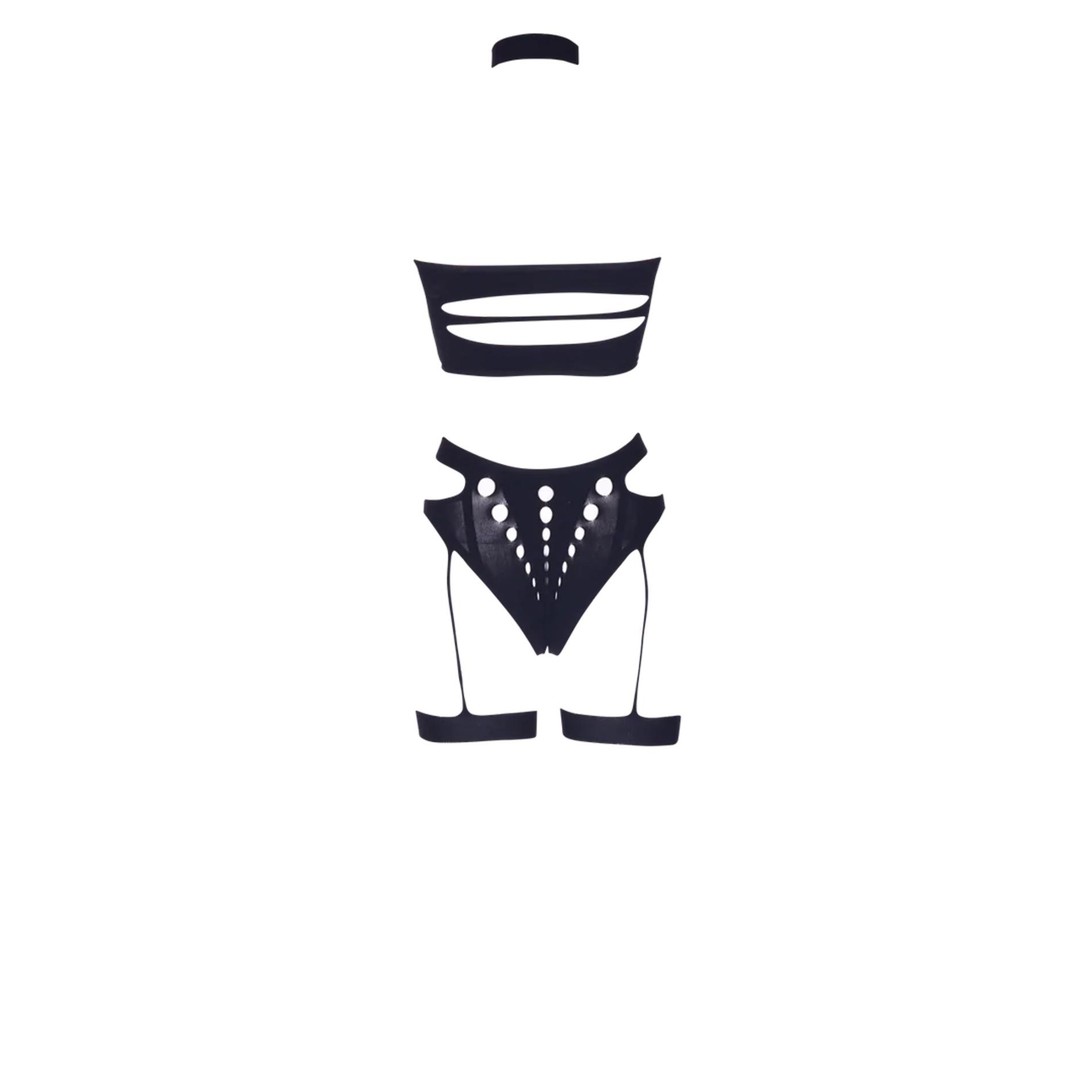 Ananke Xii - Three Piece With Choker, Bandeau Top And Pantie With Garters