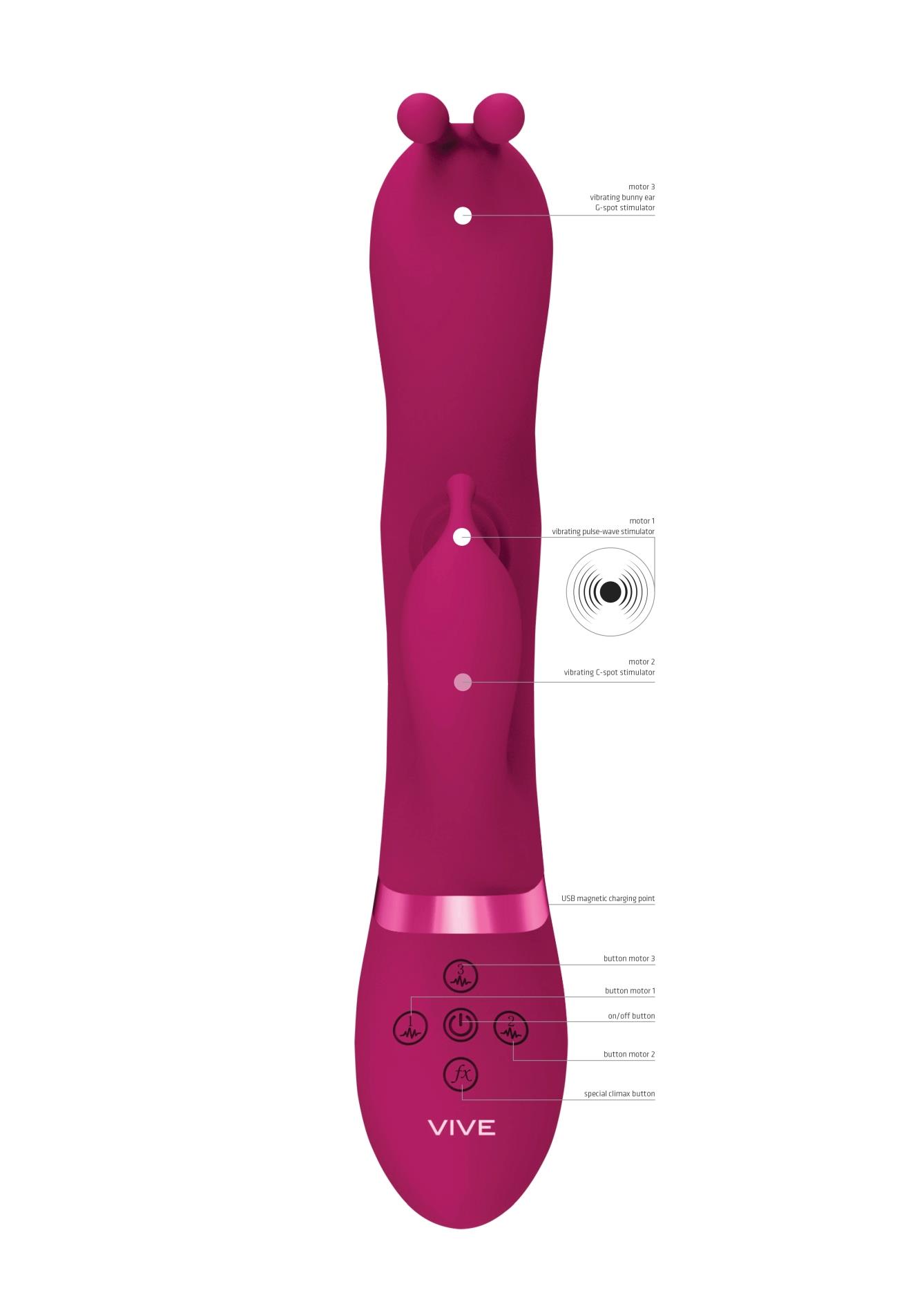 Gada - Vibrating Bunny Ear G-Spot Rabbit With Pulse Wave Shaft