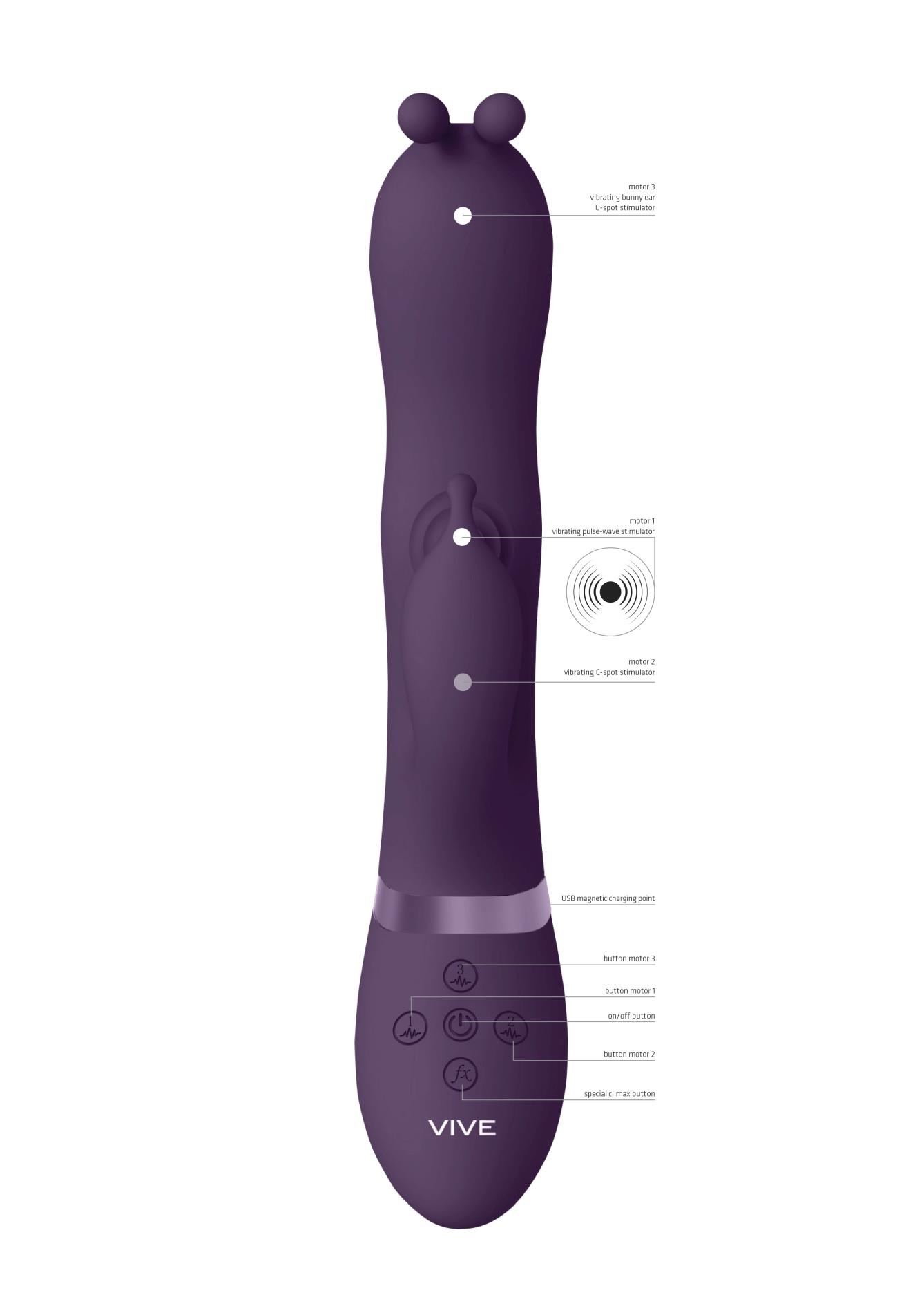 Gada - Vibrating Bunny Ear G-Spot Rabbit With Pulse Wave Shaft
