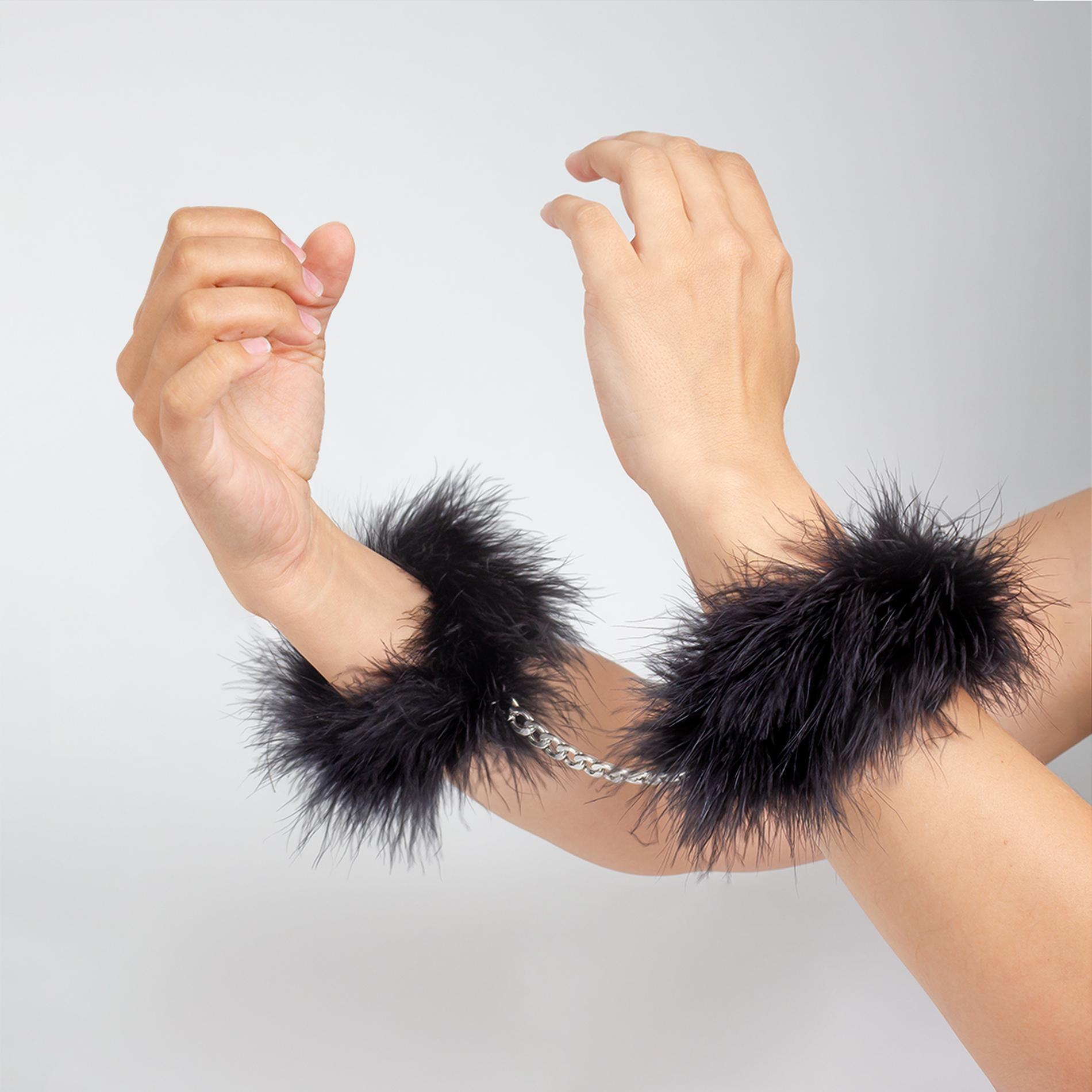 Black Marabou Handcuffs
