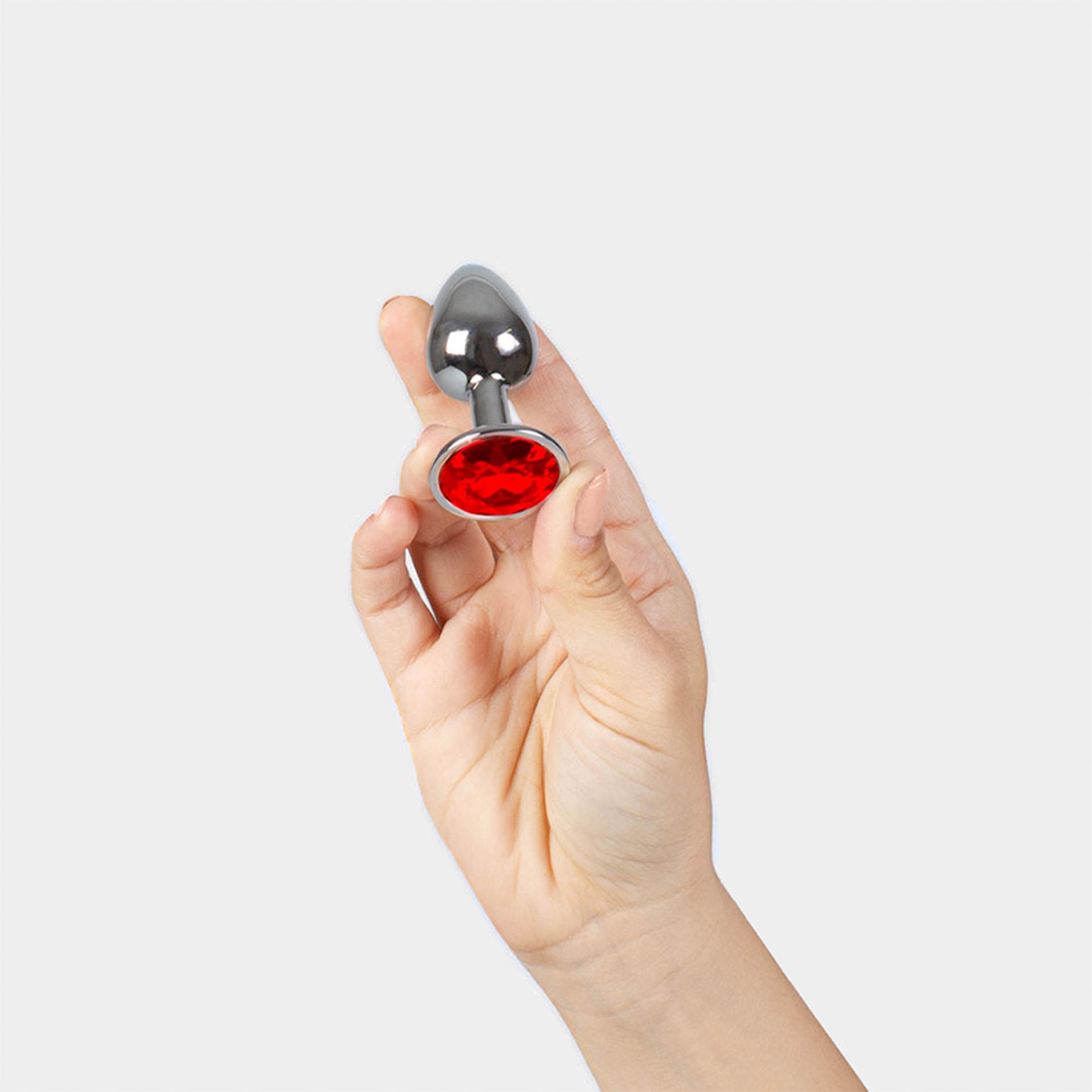 Red Jewelled Metal Butt Plug