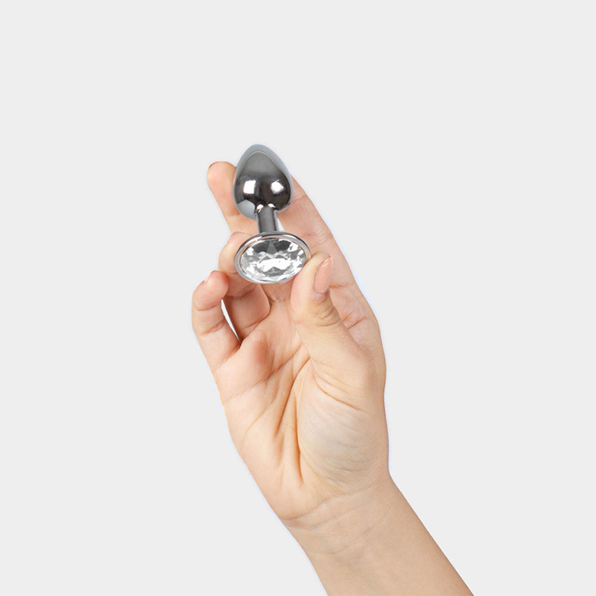 Clear Crystal Jewelled Metal Butt Plug