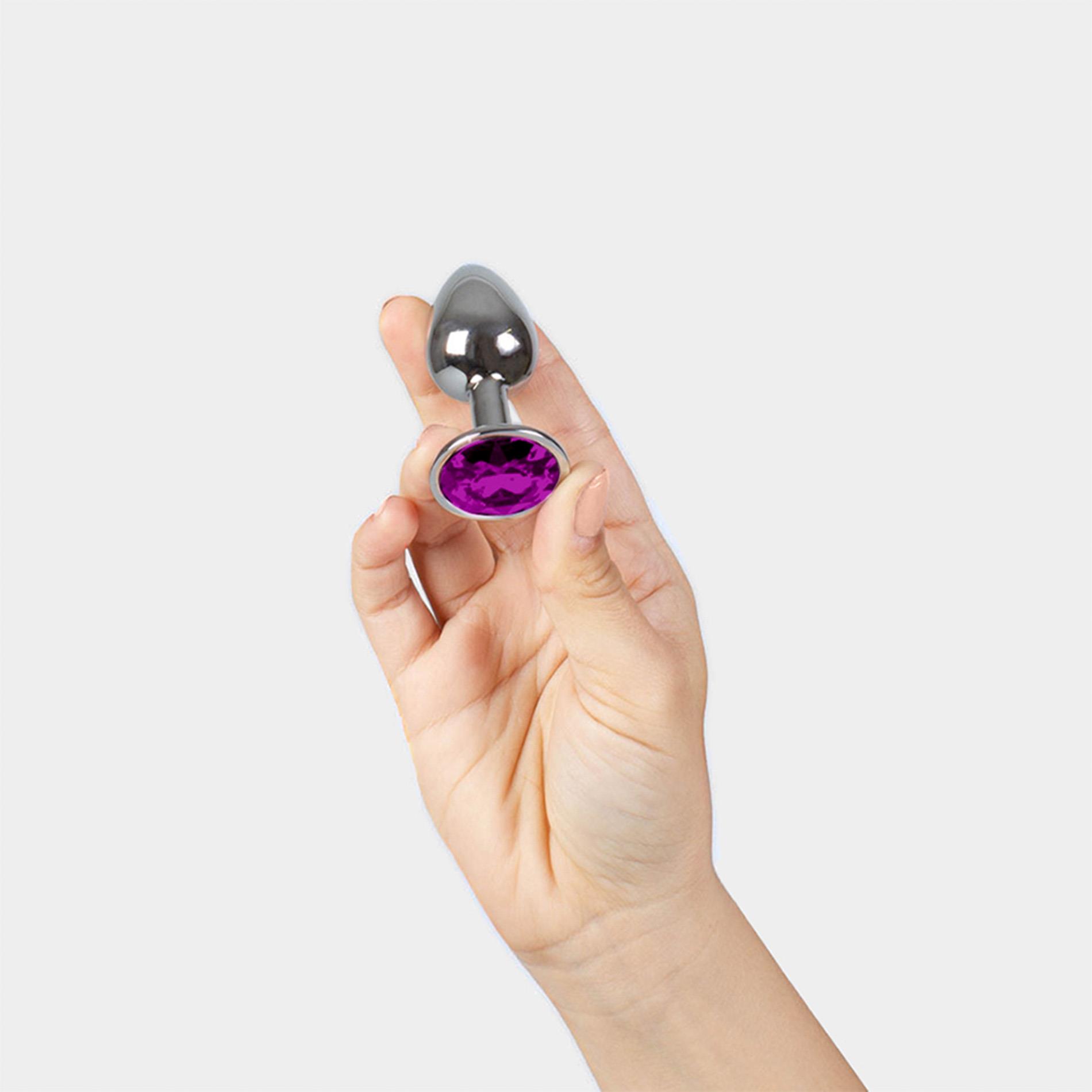 Purple Jewelled Metal Butt Plug