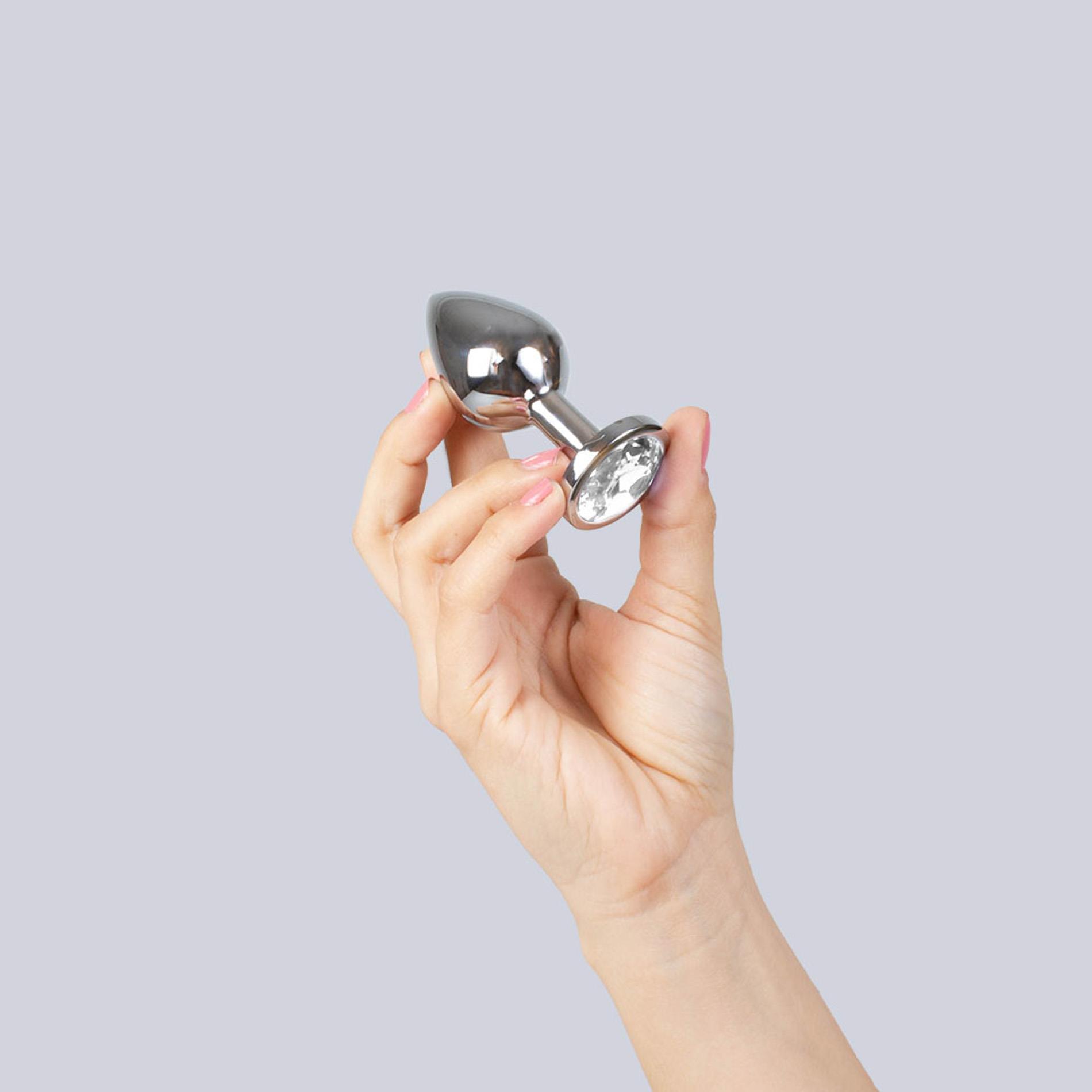 Clear Crystal Jewelled Metal Butt Plug