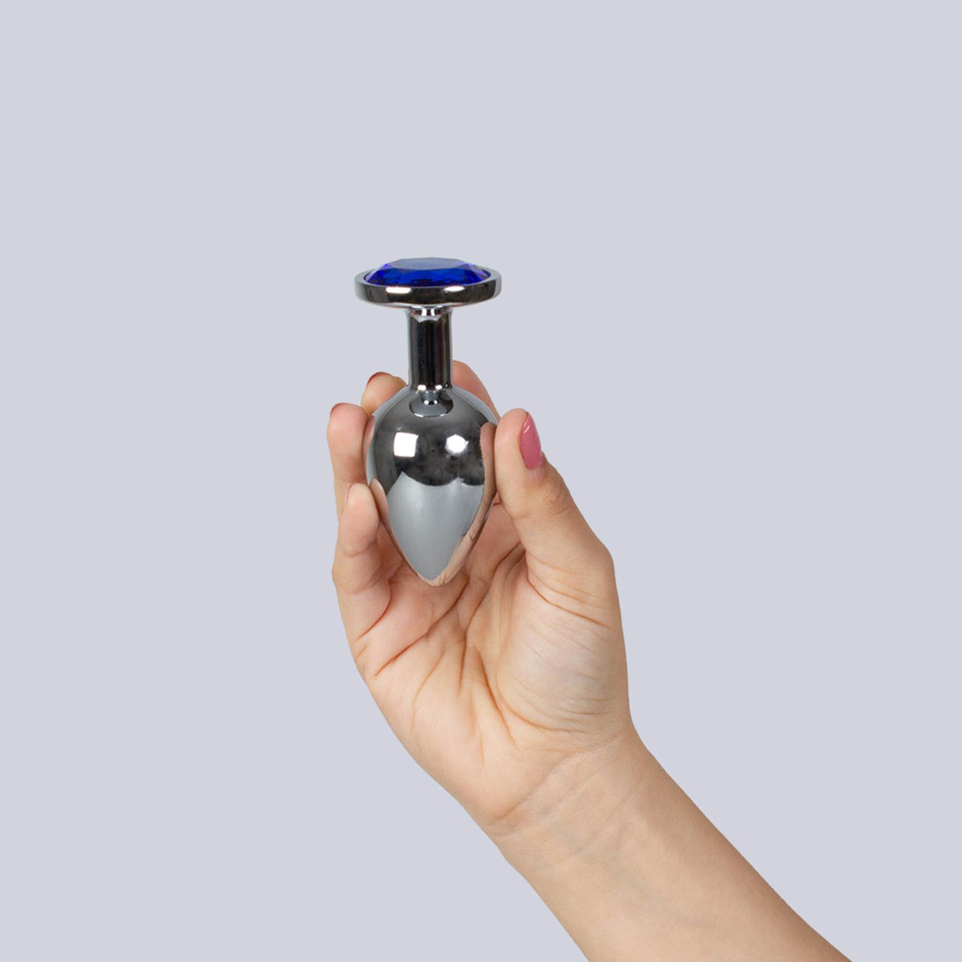 Blue Jewelled Metal Butt Plug