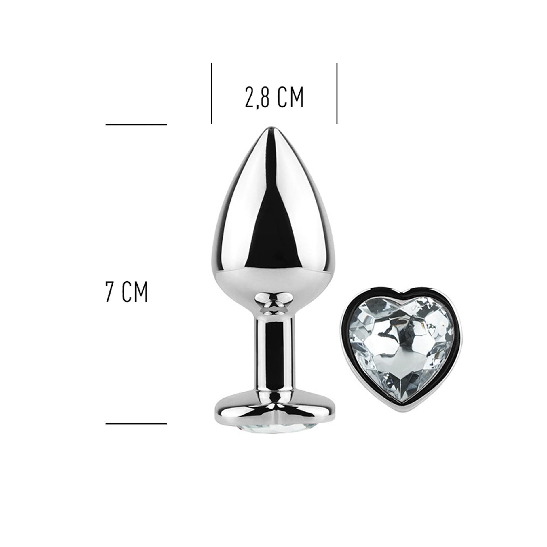 Clear Crystal Heart Metal Butt Plug