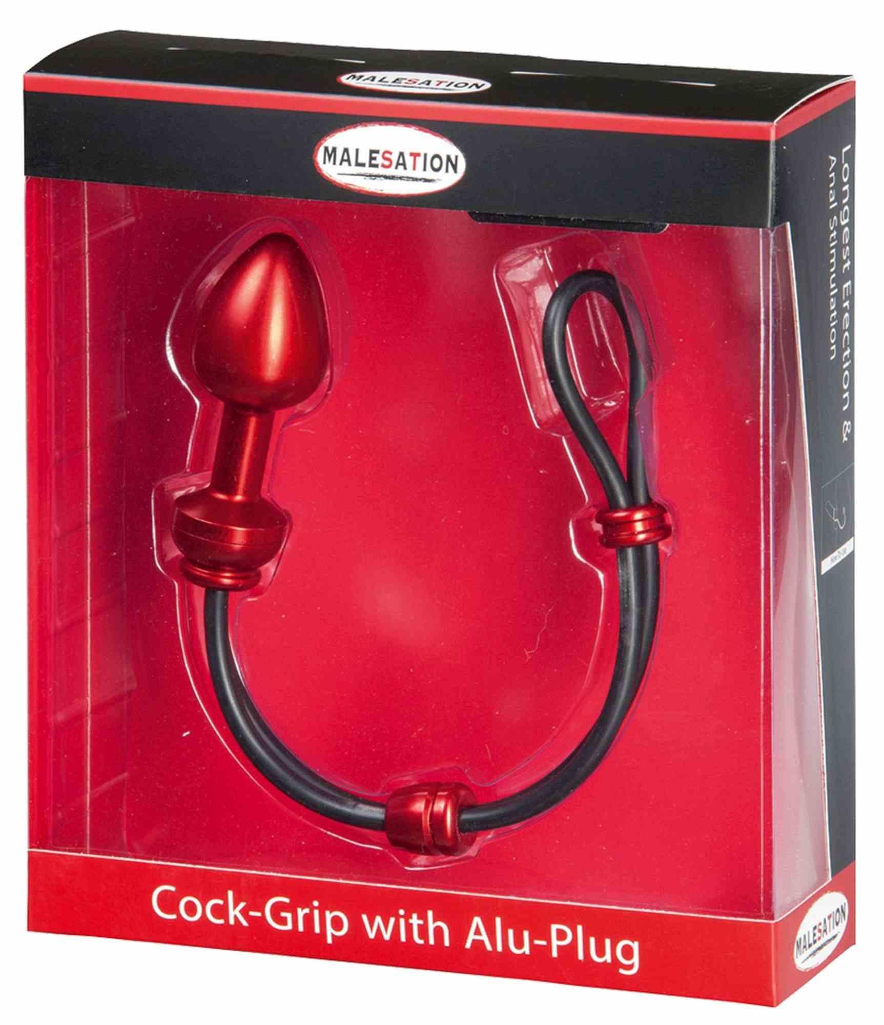Malesation Cock-Grip With Alu-Plug Medium, Red