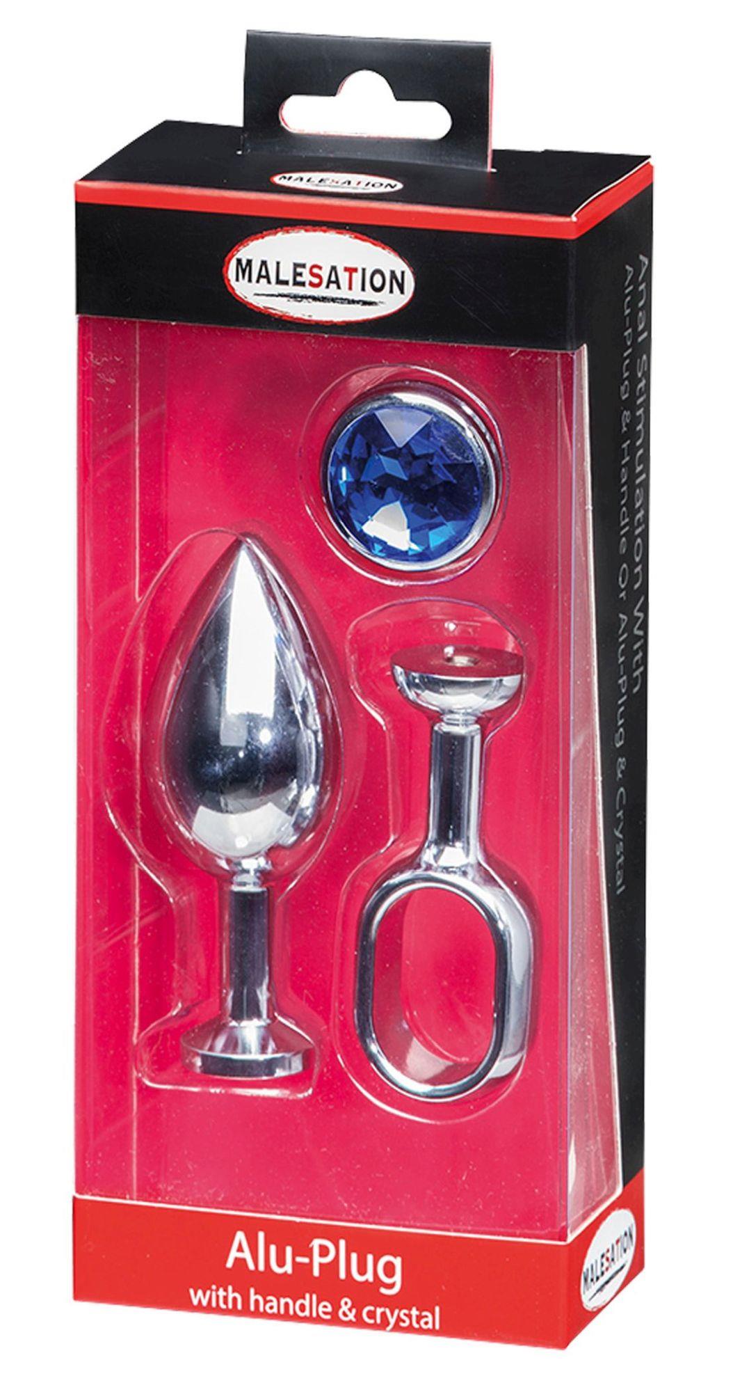 Malesation Alu-Plug With Handle & Crystal Large, Chrome