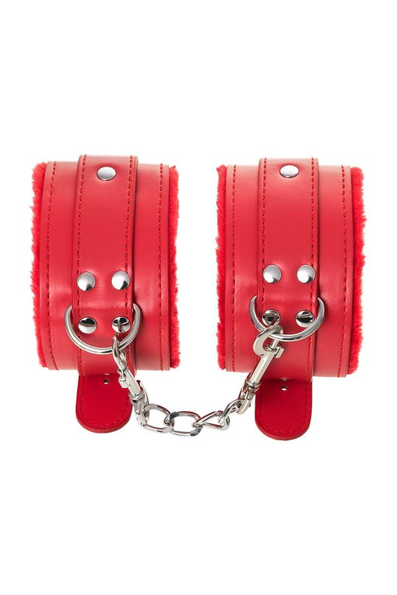 Anonymo Handcuffs, Pu Leather, Red, 27 Cm