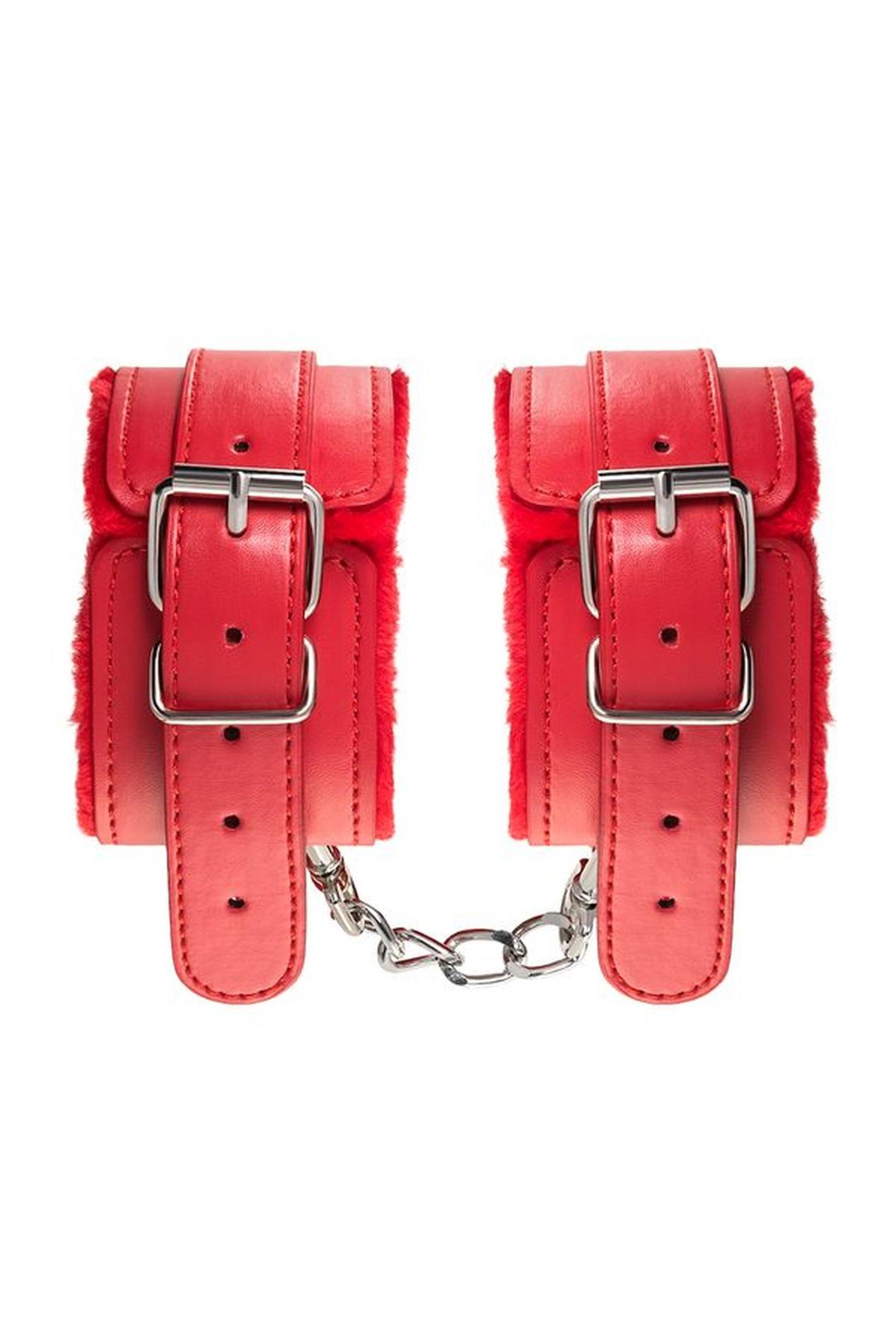 Anonymo Handcuffs, Pu Leather, Red, 27 Cm