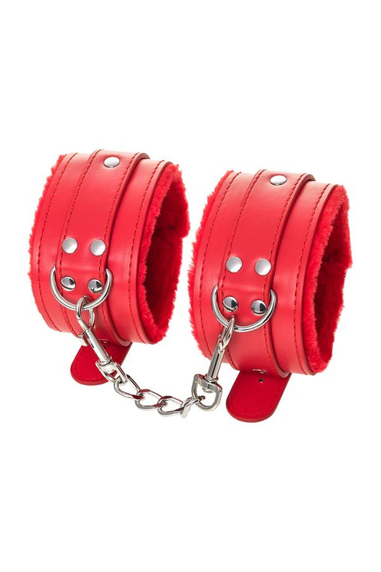Anonymo Handcuffs, Pu Leather, Red, 27 Cm