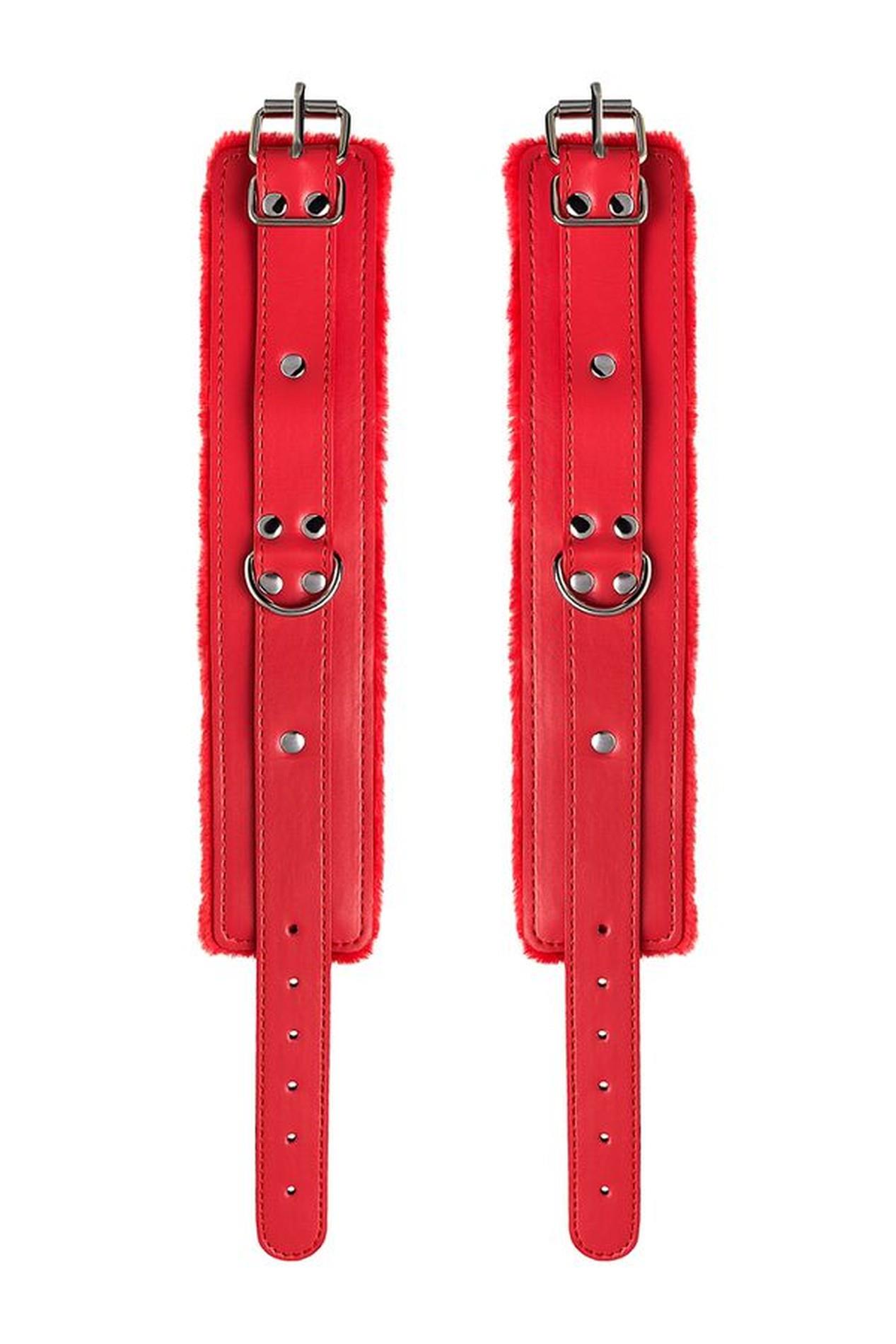 Anonymo Handcuffs, Pu Leather, Red, 27 Cm