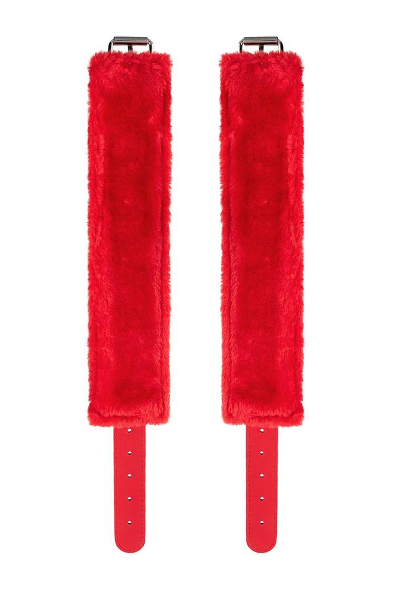 Anonymo Handcuffs, Pu Leather, Red, 27 Cm