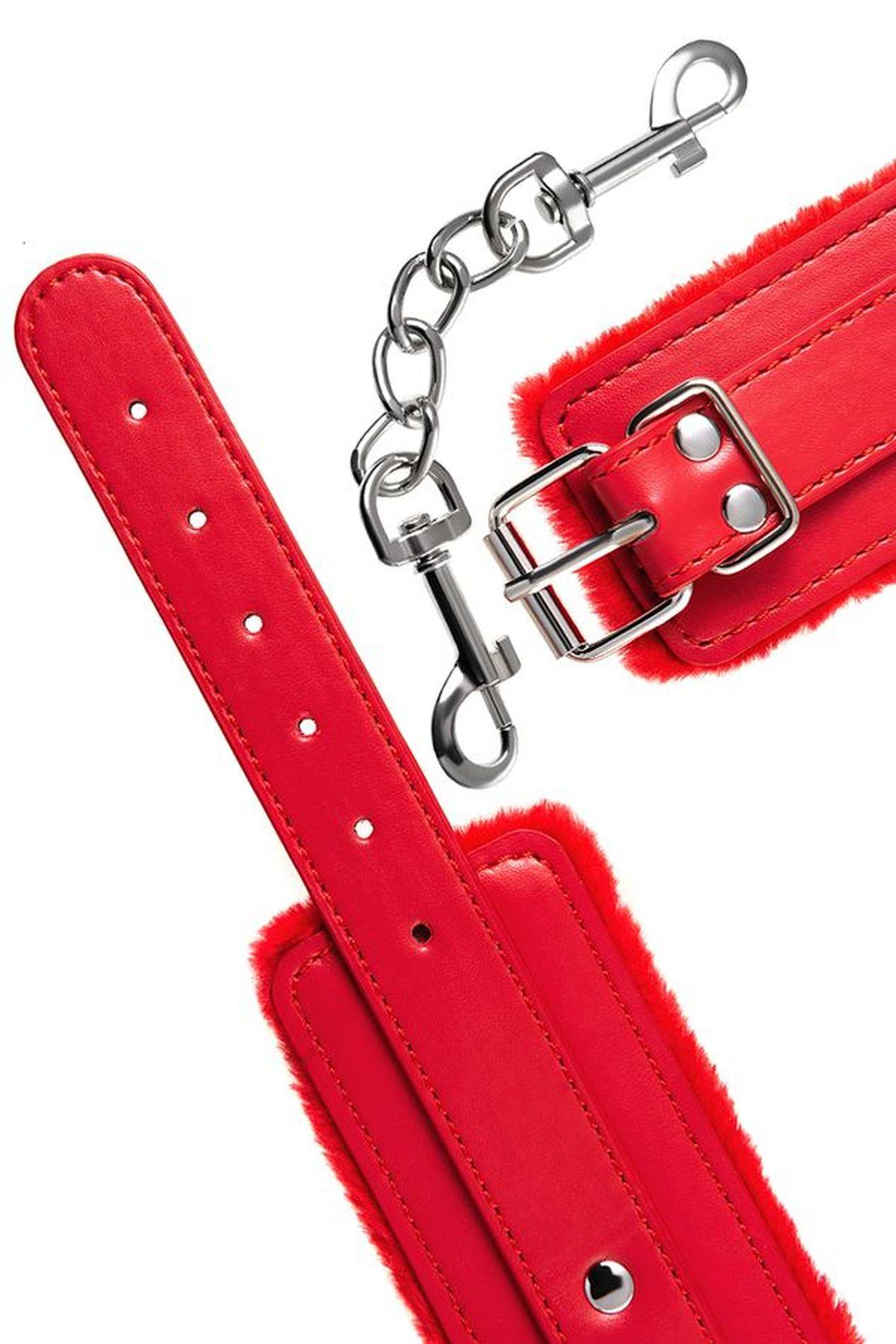 Anonymo Handcuffs, Pu Leather, Red, 27 Cm