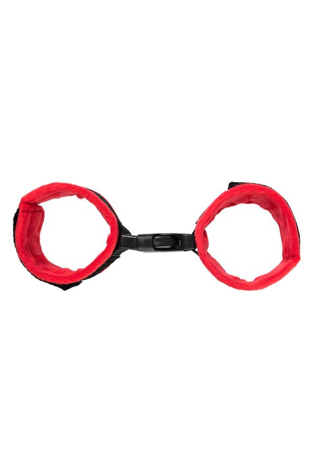 Anonymo Handcuffs, Velour, Red, 29 Cm